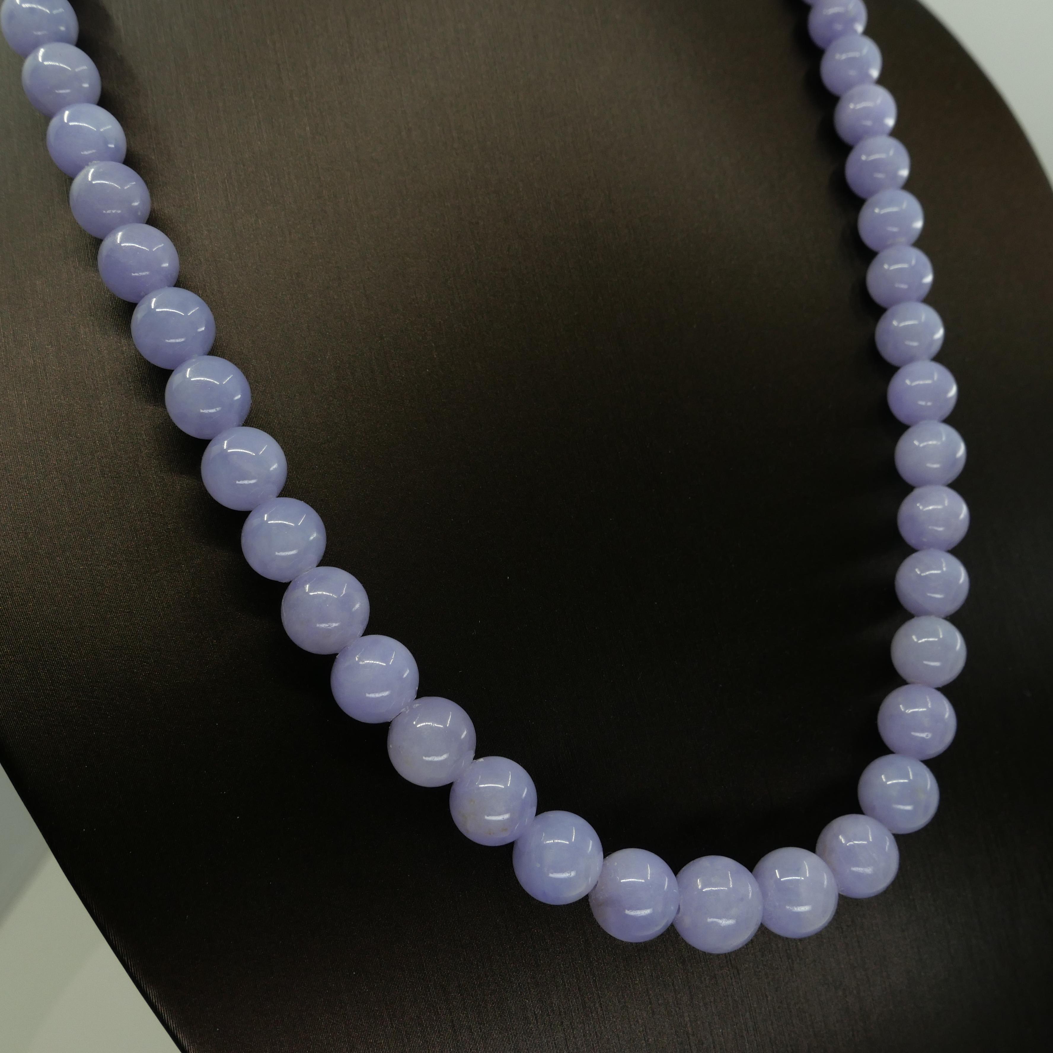 Important Certified 313 Carats Lavender Jade Beads & Diamond Necklace 5
