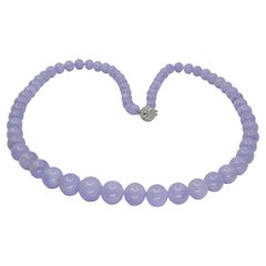 Important Certified 313 Carats Lavender Jade Beads & Diamond Necklace