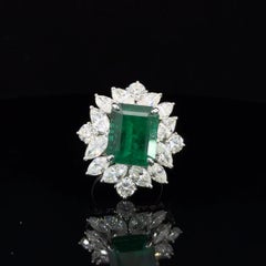 Importante Anello di platino con diamante smeraldo Muzo certificato da 7,38 carati