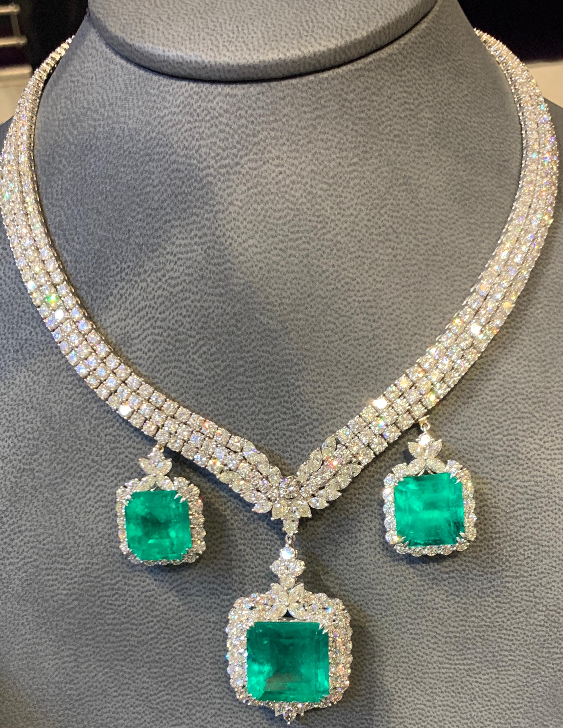 sol rafael double drop emerald and diamond necklace