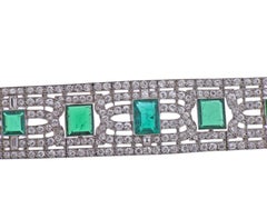 Important Certified Colombian Emerald Diamond Platinum Bracelet