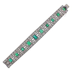 Important Certified Colombian Emerald Diamond Platinum Bracelet