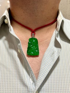 Important Certified Imperial Green Jade Dragon Pendant. Exceptional. Unisex