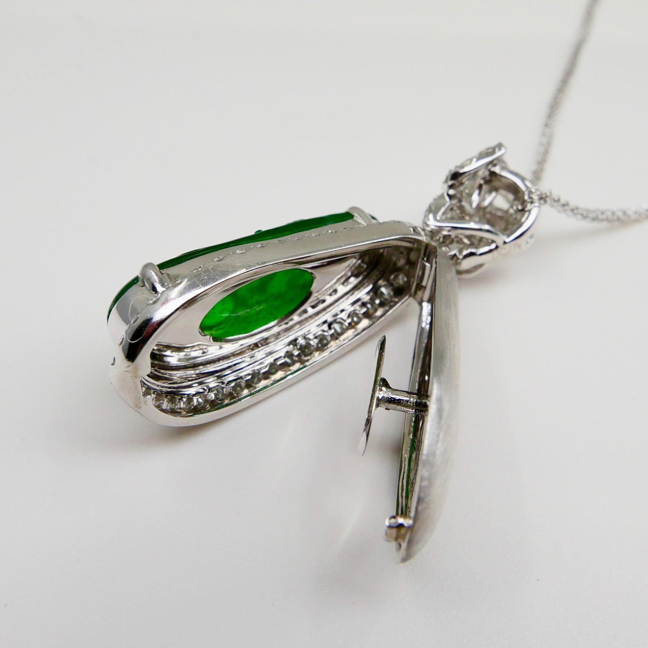 Important collier pendentif de singe et diamants en jade vert impérial certifié en vente 1