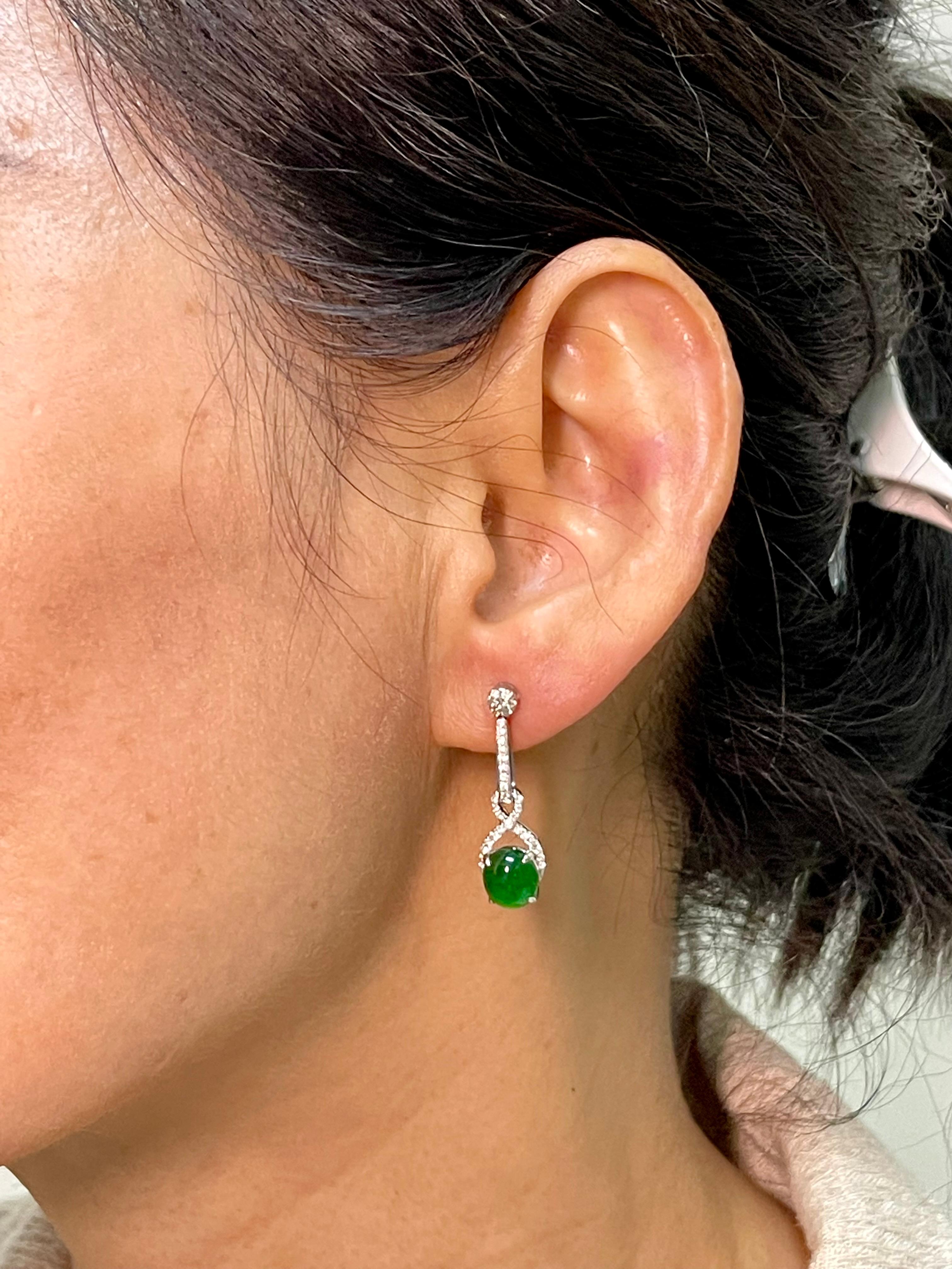 Importantes pendientes de jade y diamantes imperiales certificados, pieza de coleccionista en venta 9