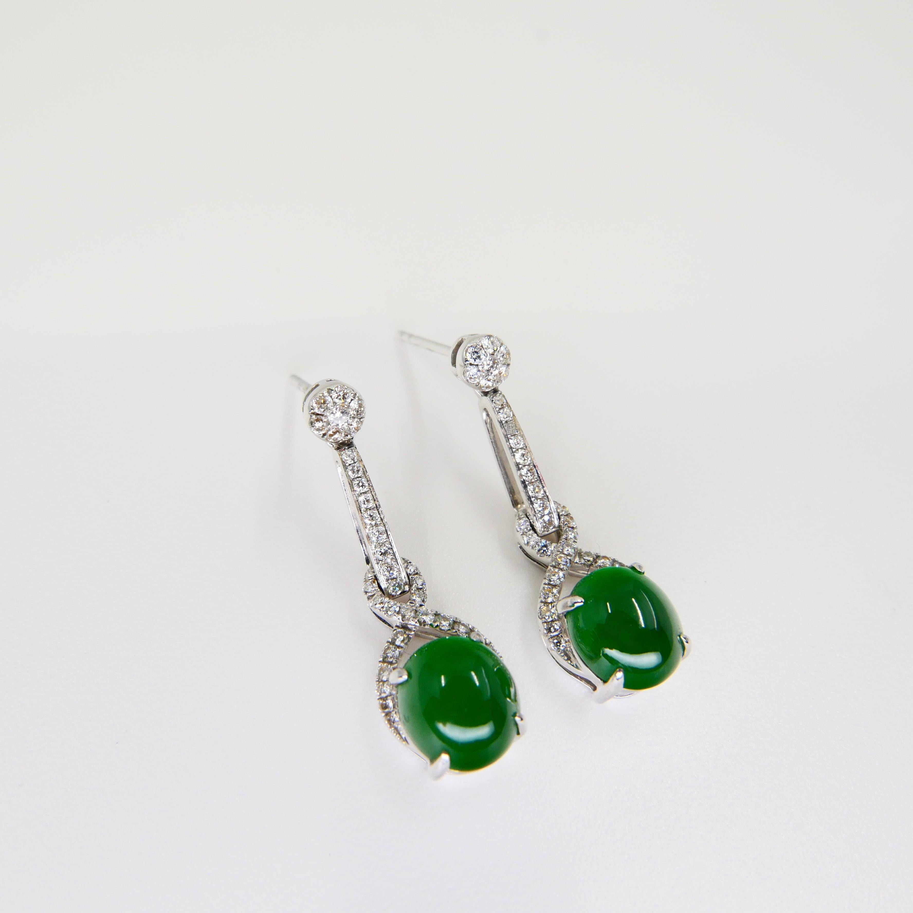 Importantes pendientes de jade y diamantes imperiales certificados, pieza de coleccionista en venta 11