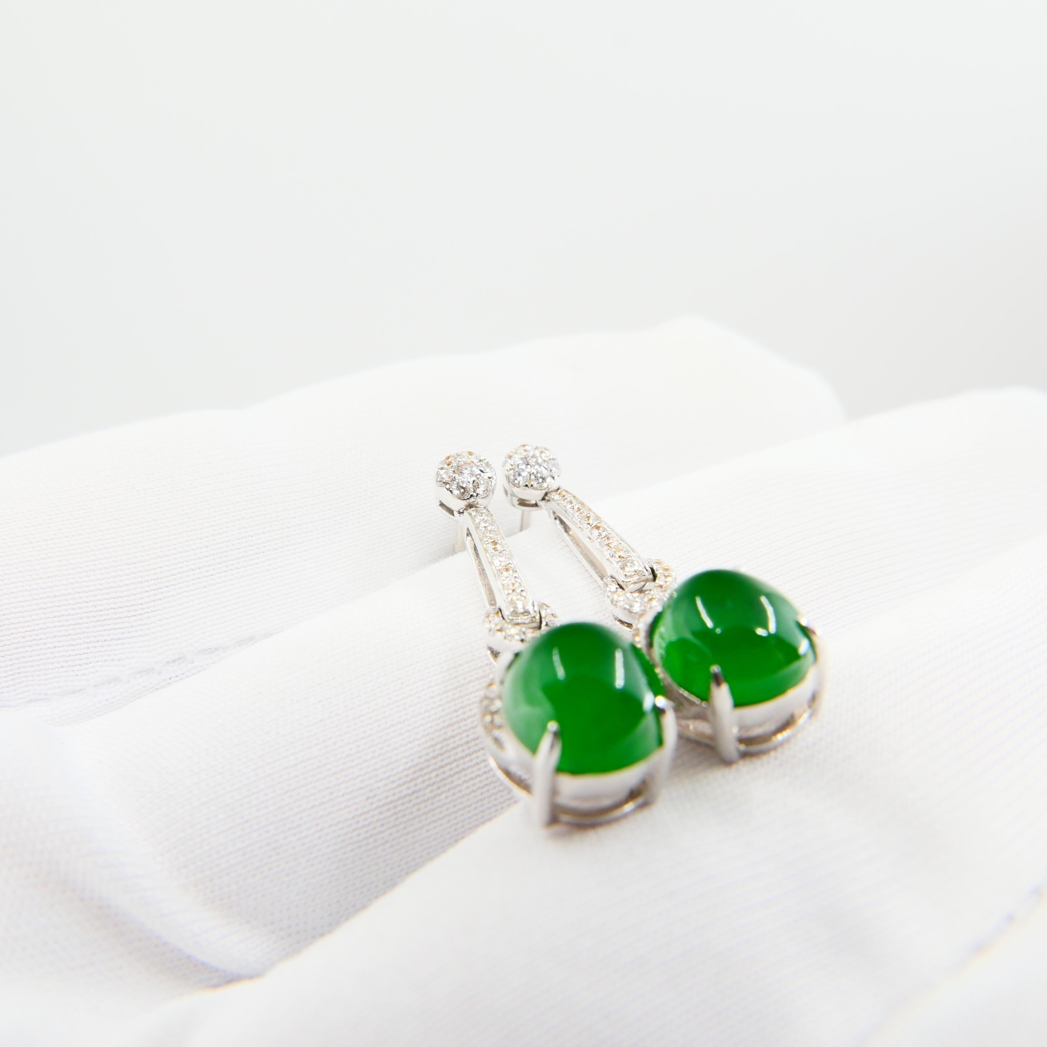 Importantes pendientes de jade y diamantes imperiales certificados, pieza de coleccionista en venta 7