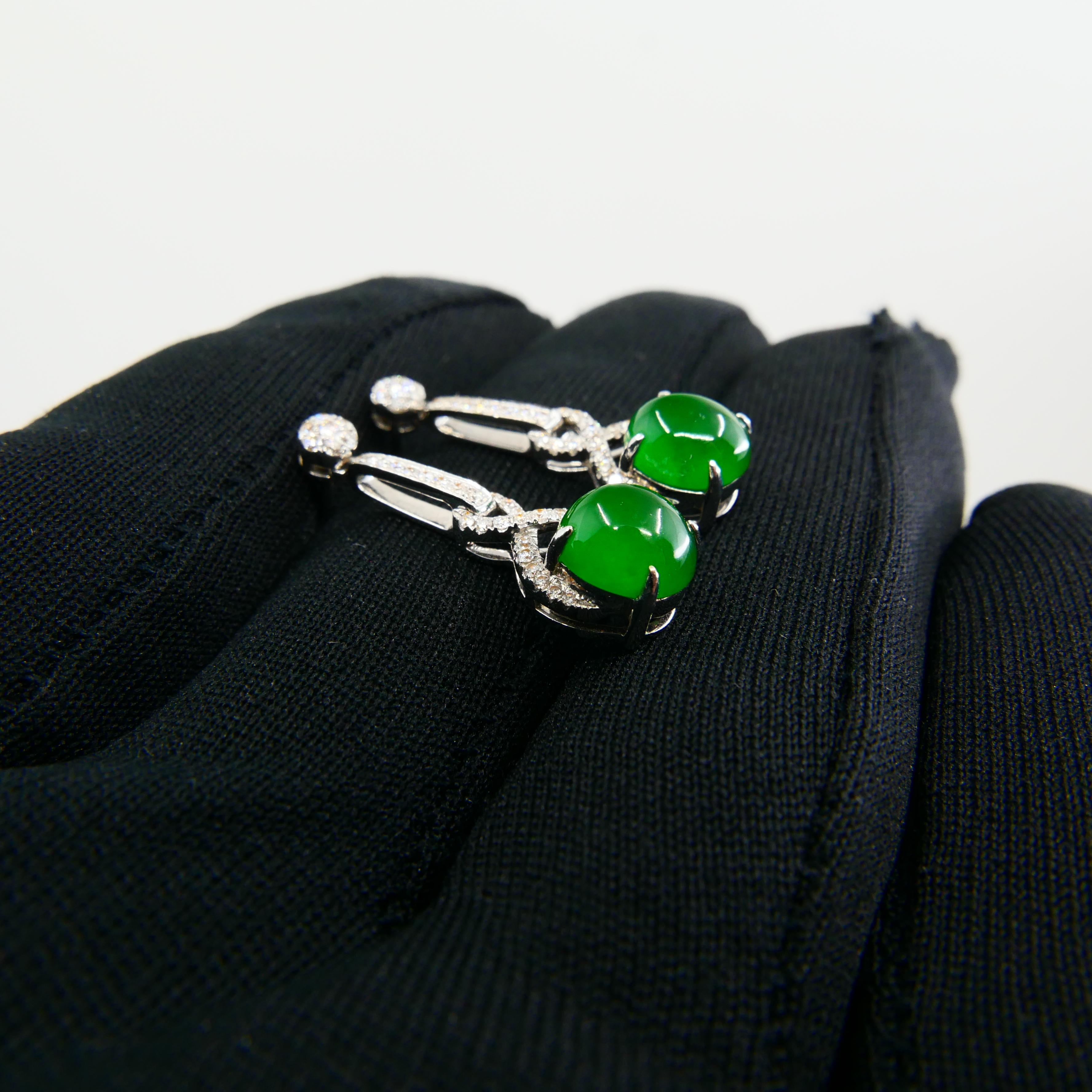 Importantes pendientes de jade y diamantes imperiales certificados, pieza de coleccionista en venta 1