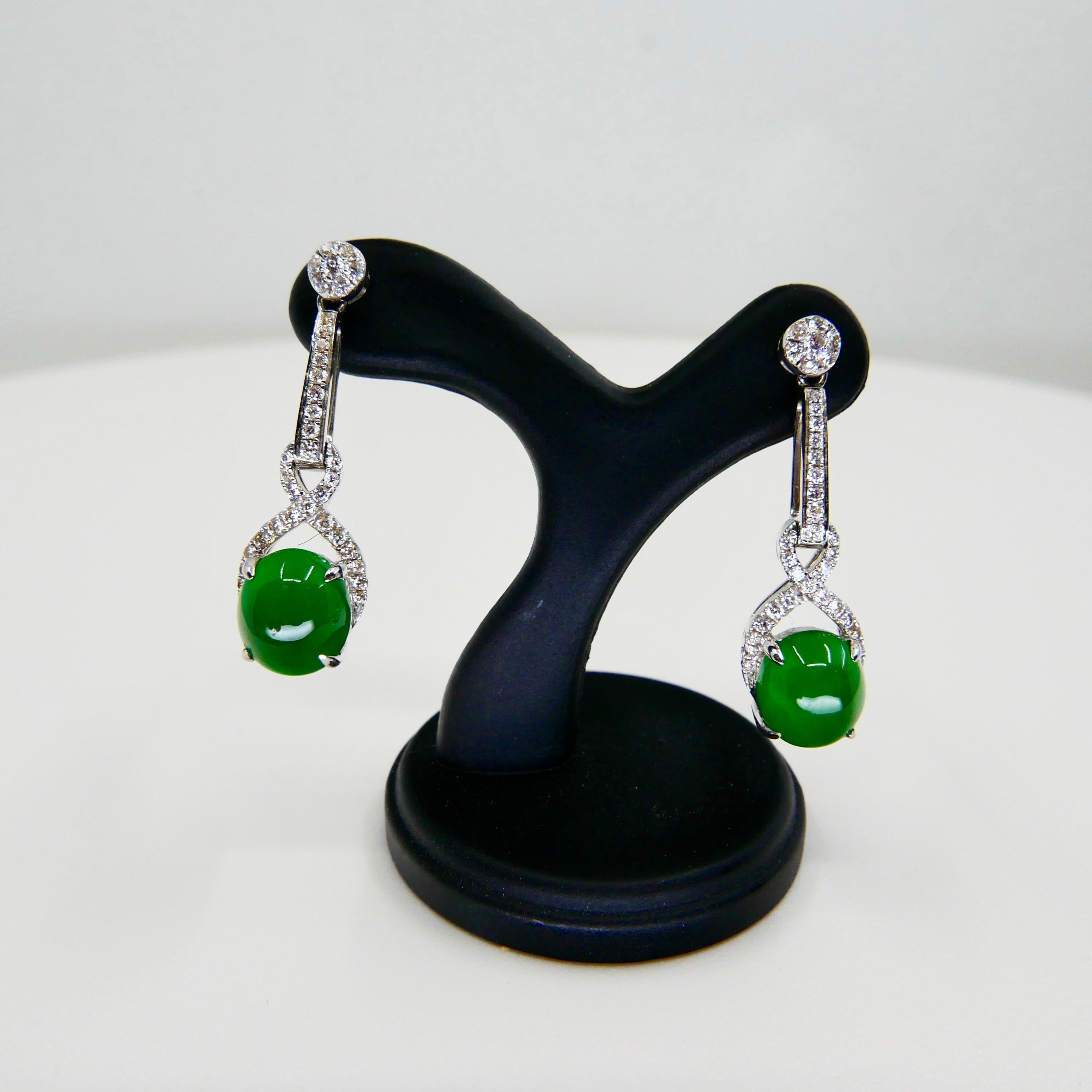 Importantes pendientes de jade y diamantes imperiales certificados, pieza de coleccionista en venta 4