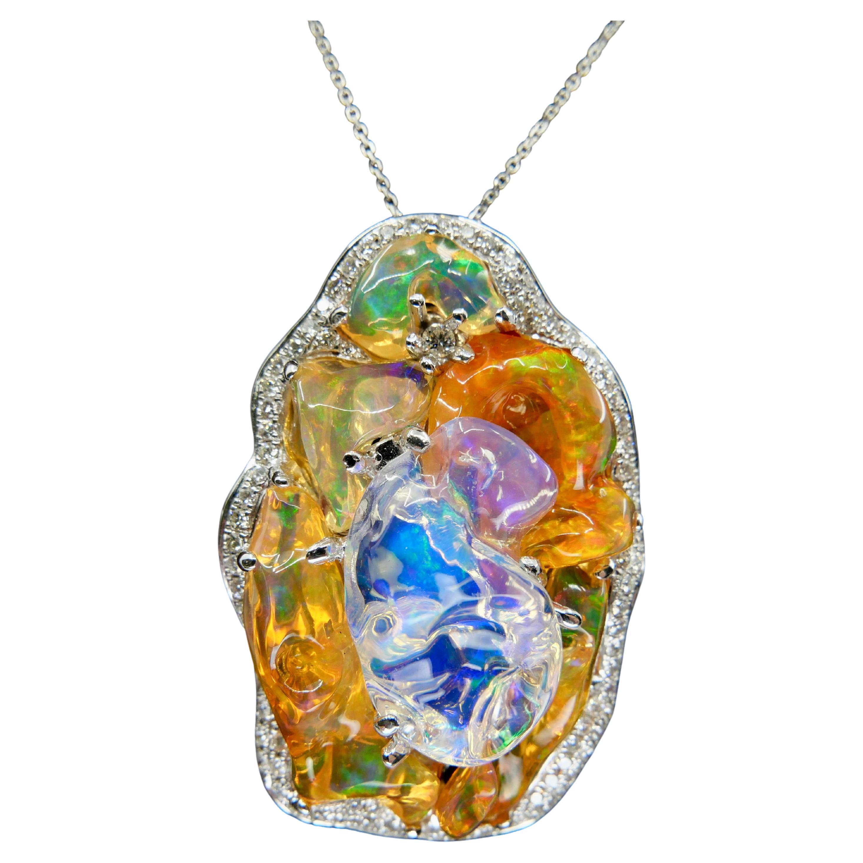 orange fire opal necklace
