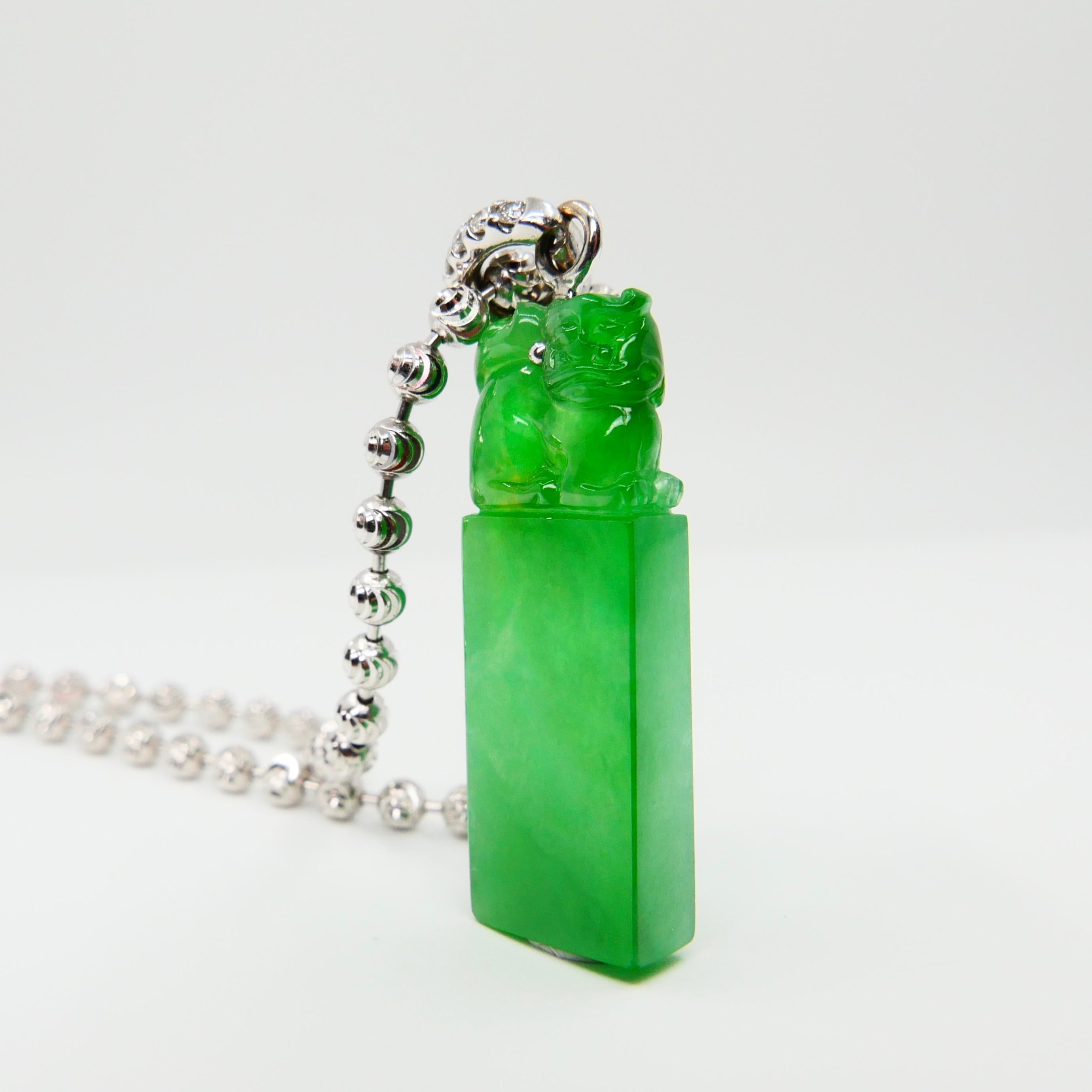 Wichtiger zertifizierter natürlicher Jade-Diamant-Tropfen-Anhänger, kaiserlich-grüne Farbe im Angebot 8