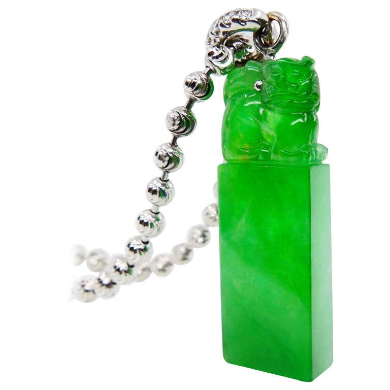 Important Certified Natural Jade Diamond Drop Pendant, Imperial Green Color For  Sale at 1stDibs | imperial jade pendant, imperial jade jewelry, imperial  jadeite