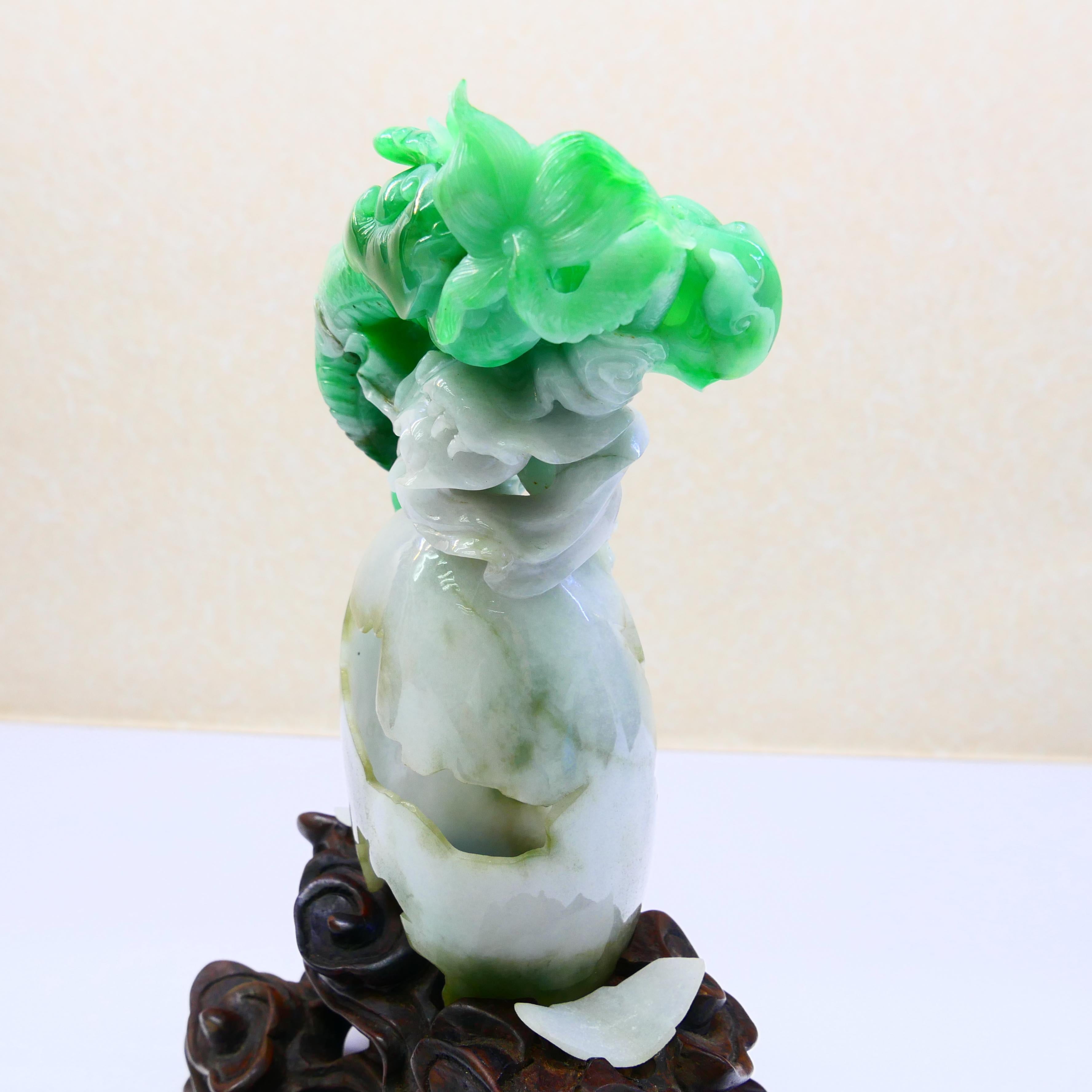 Zertifizierte natürliche Jadeit-Jade-Dekoration mit dem Titel 
