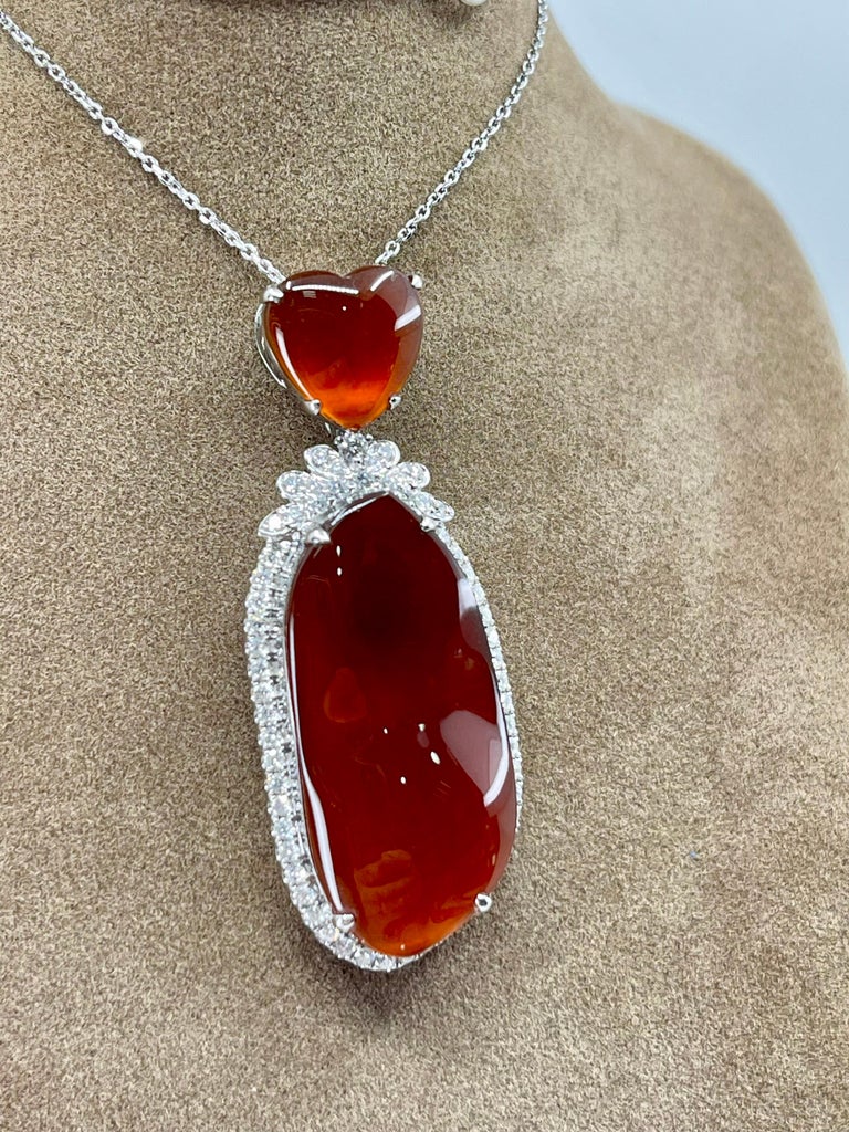 Important GIA Certified Jadeite and Diamond Pendant Necklace Imperial