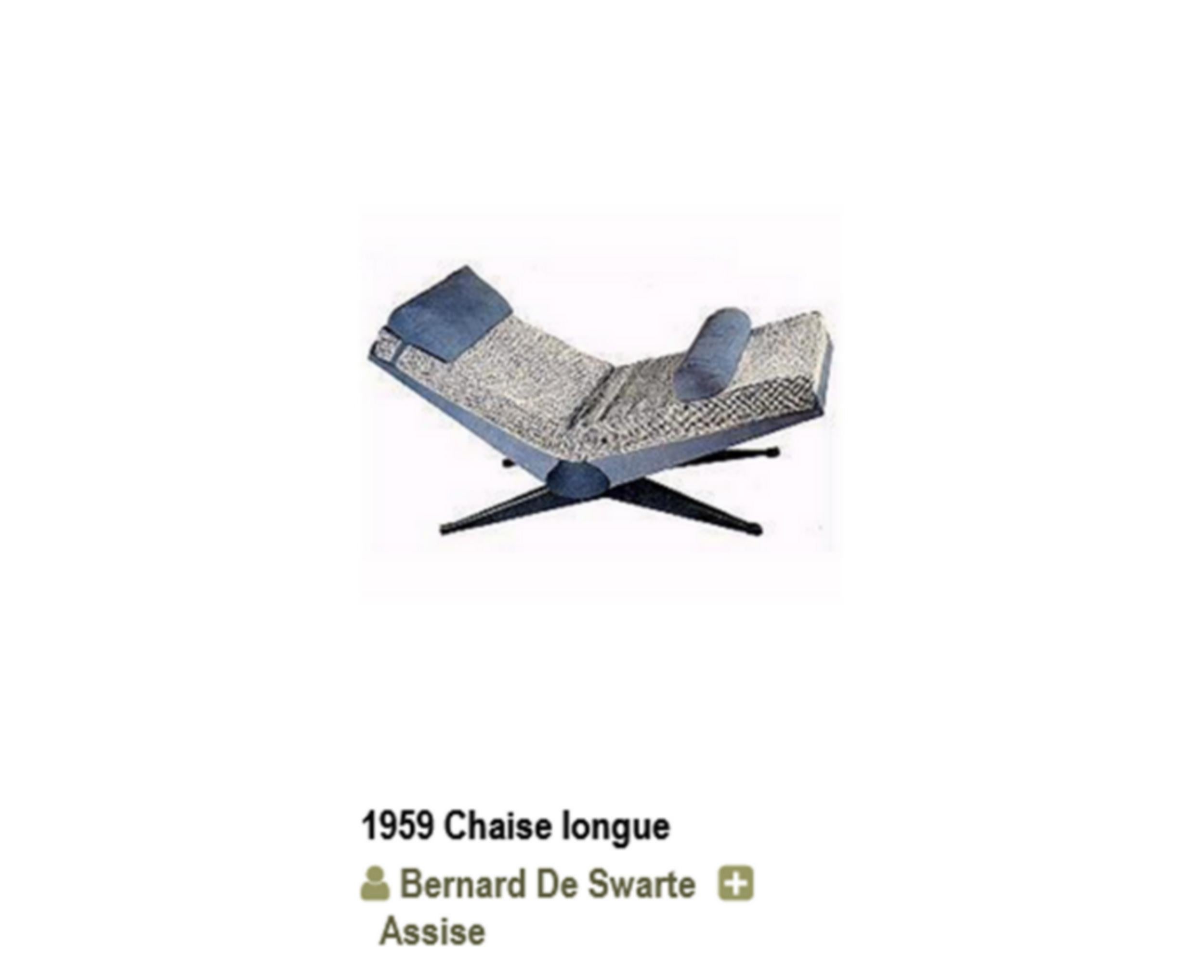 Lacquered Important chaise longue with system, by Bernard de Swarte, France, 1959 For Sale