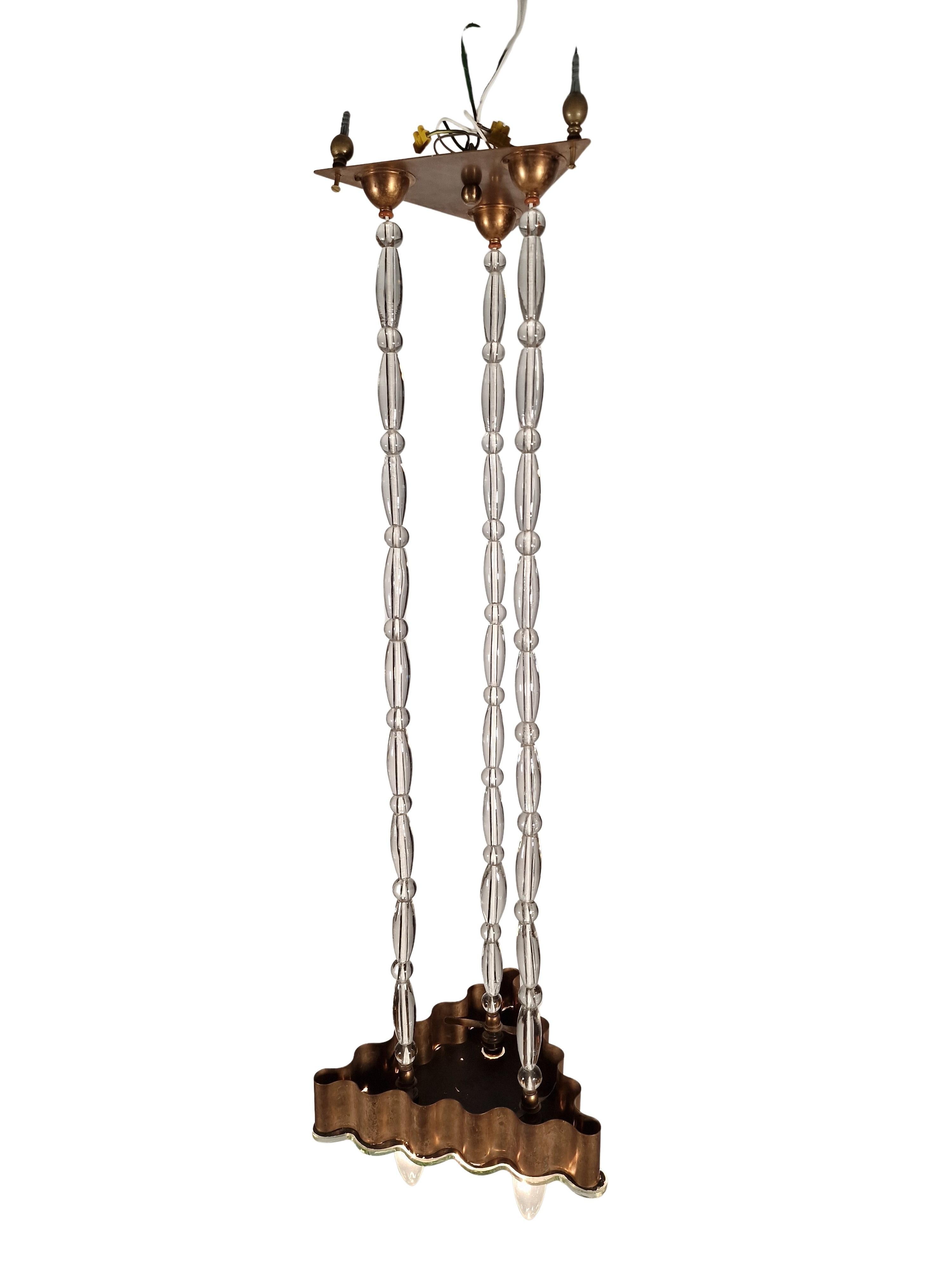 Importante lampadario con perle di vetro Jugendstil, stile Wiener Werkstätte, 1915 in vendita 6