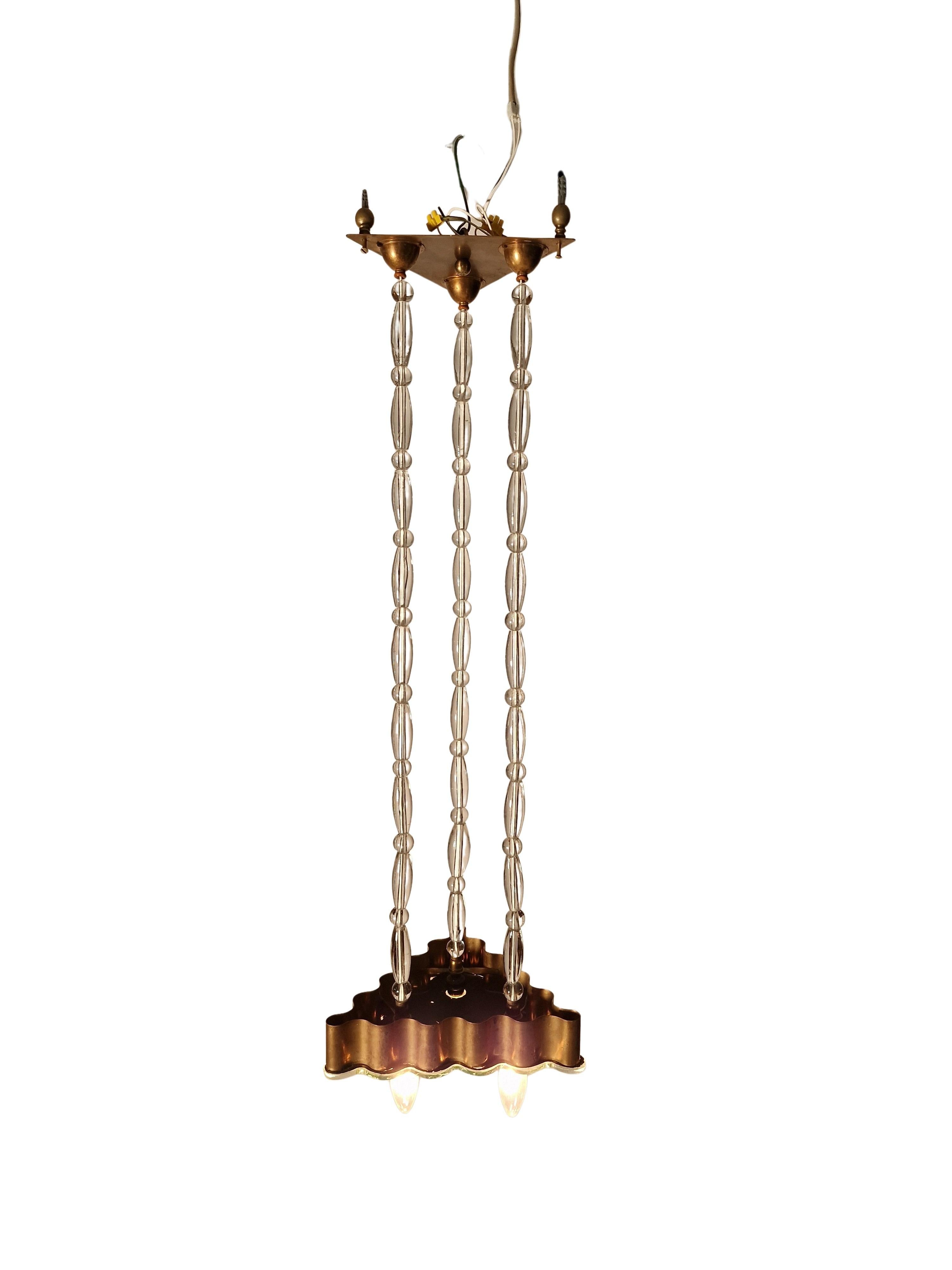 Importante lampadario con perle di vetro Jugendstil, stile Wiener Werkstätte, 1915 in vendita 8