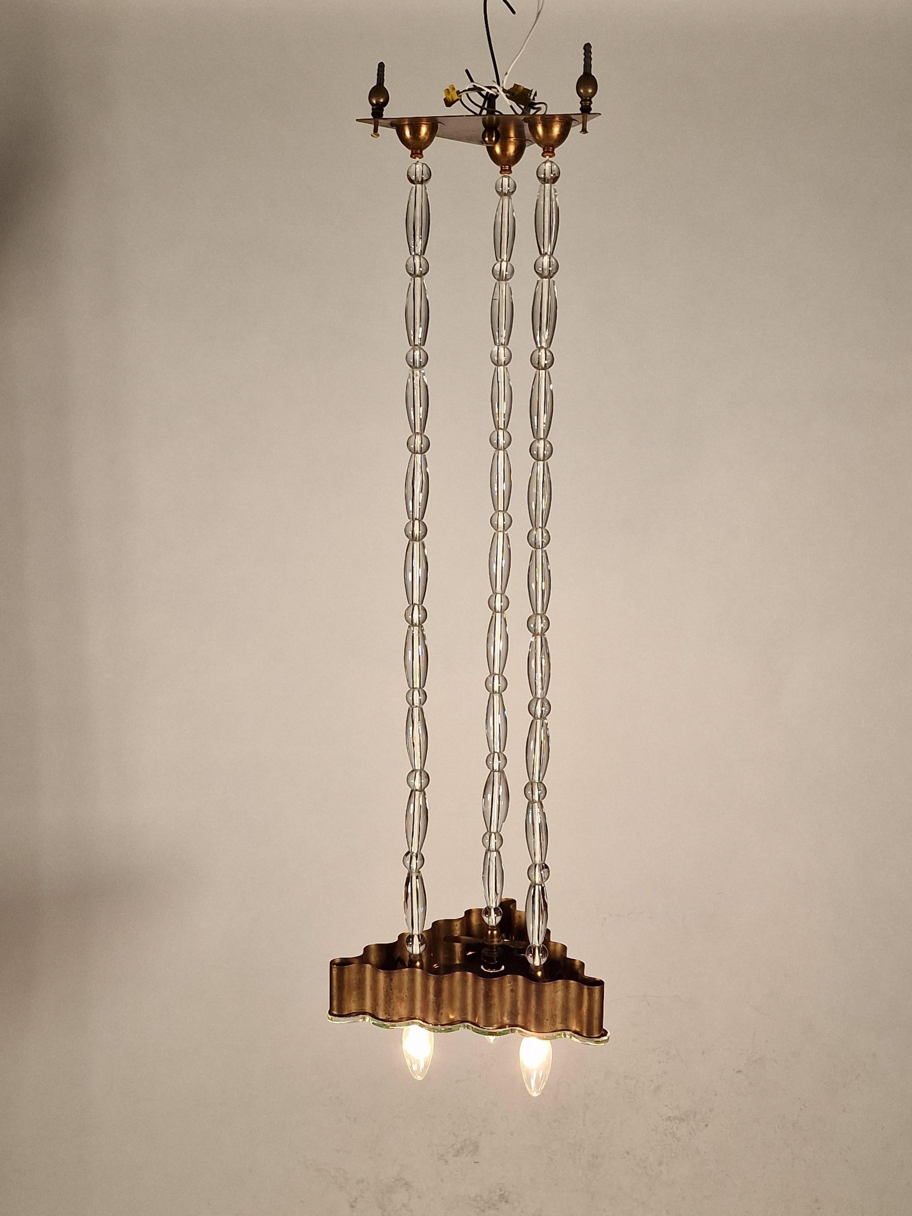Importante lampadario con perle di vetro Jugendstil, stile Wiener Werkstätte, 1915 in vendita 9