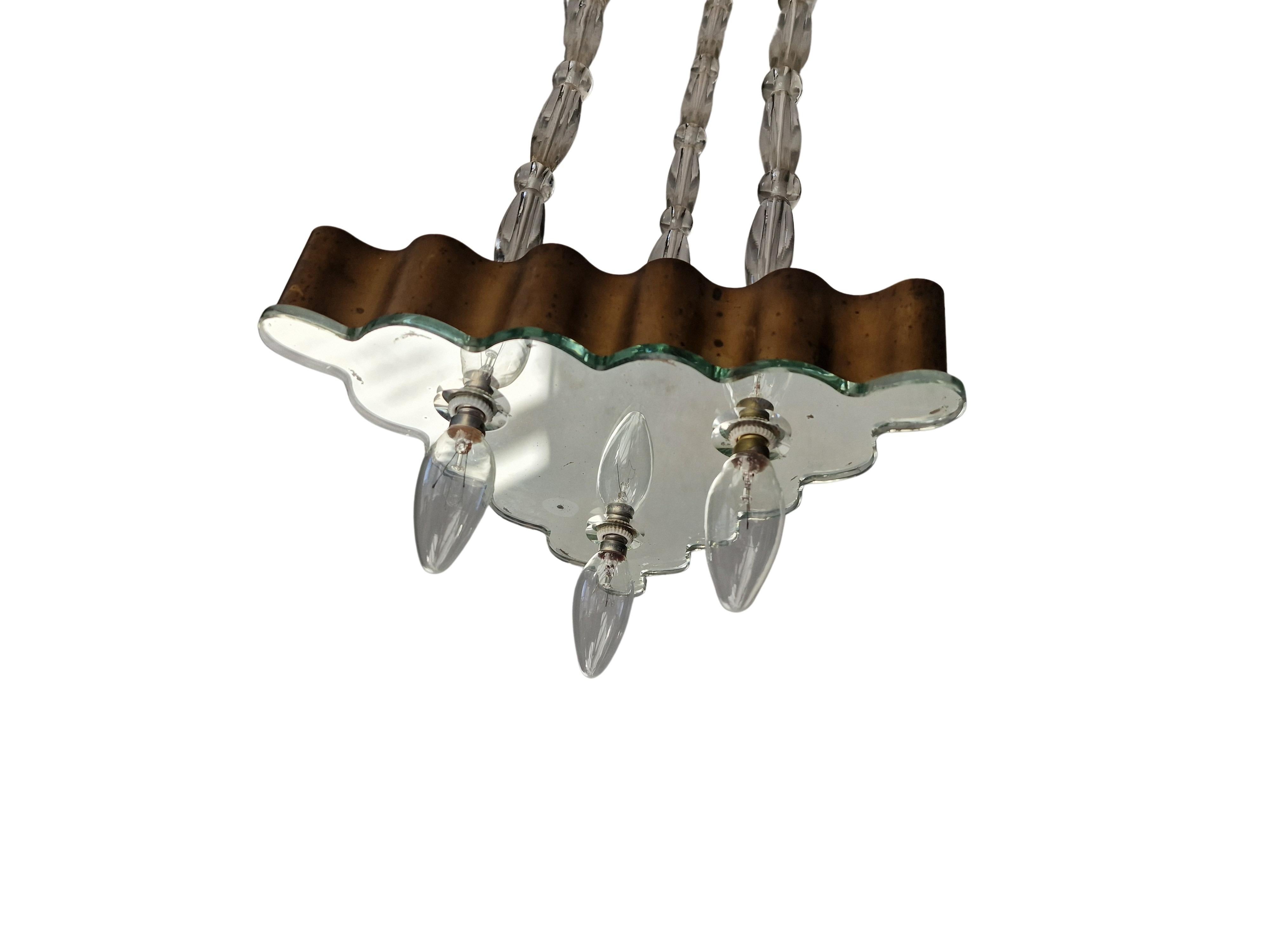 Importante lampadario con perle di vetro Jugendstil, stile Wiener Werkstätte, 1915 in vendita 1