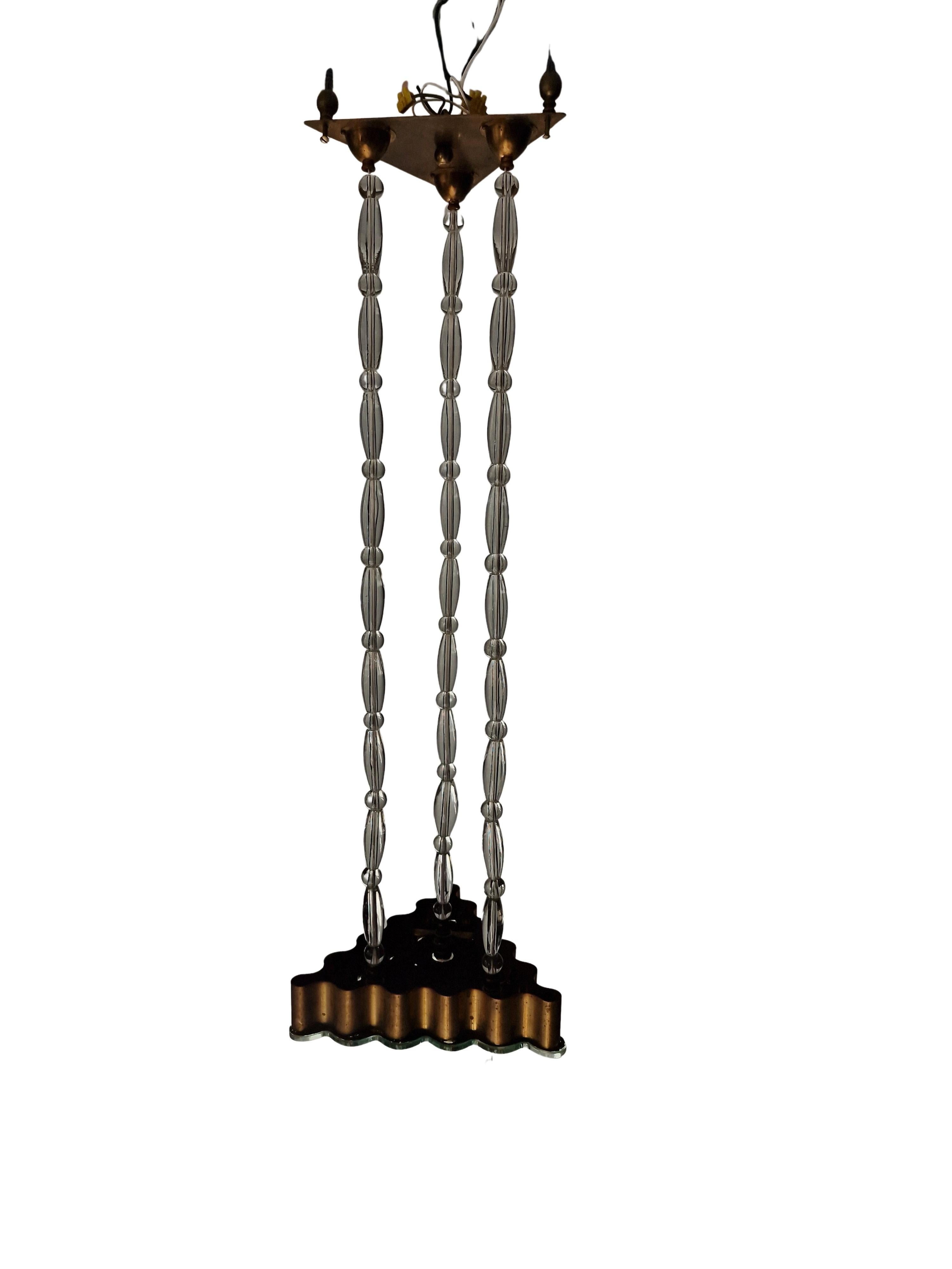 Importante lampadario con perle di vetro Jugendstil, stile Wiener Werkstätte, 1915 in vendita 4