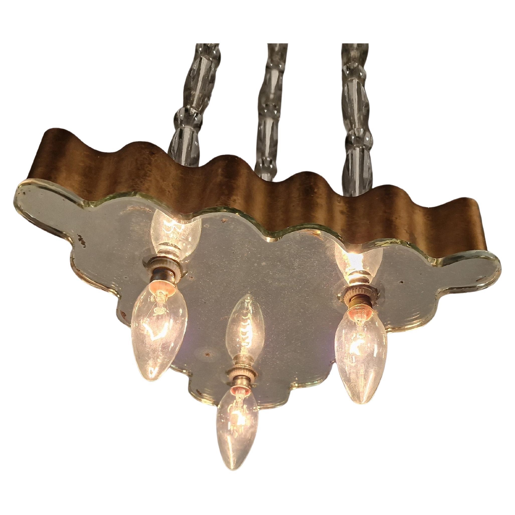 Importante lampadario con perle di vetro Jugendstil, stile Wiener Werkstätte, 1915 in vendita