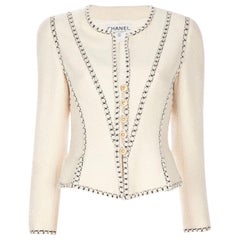 Important Chanel Ivory CC Logo Signature Jacket Blazer