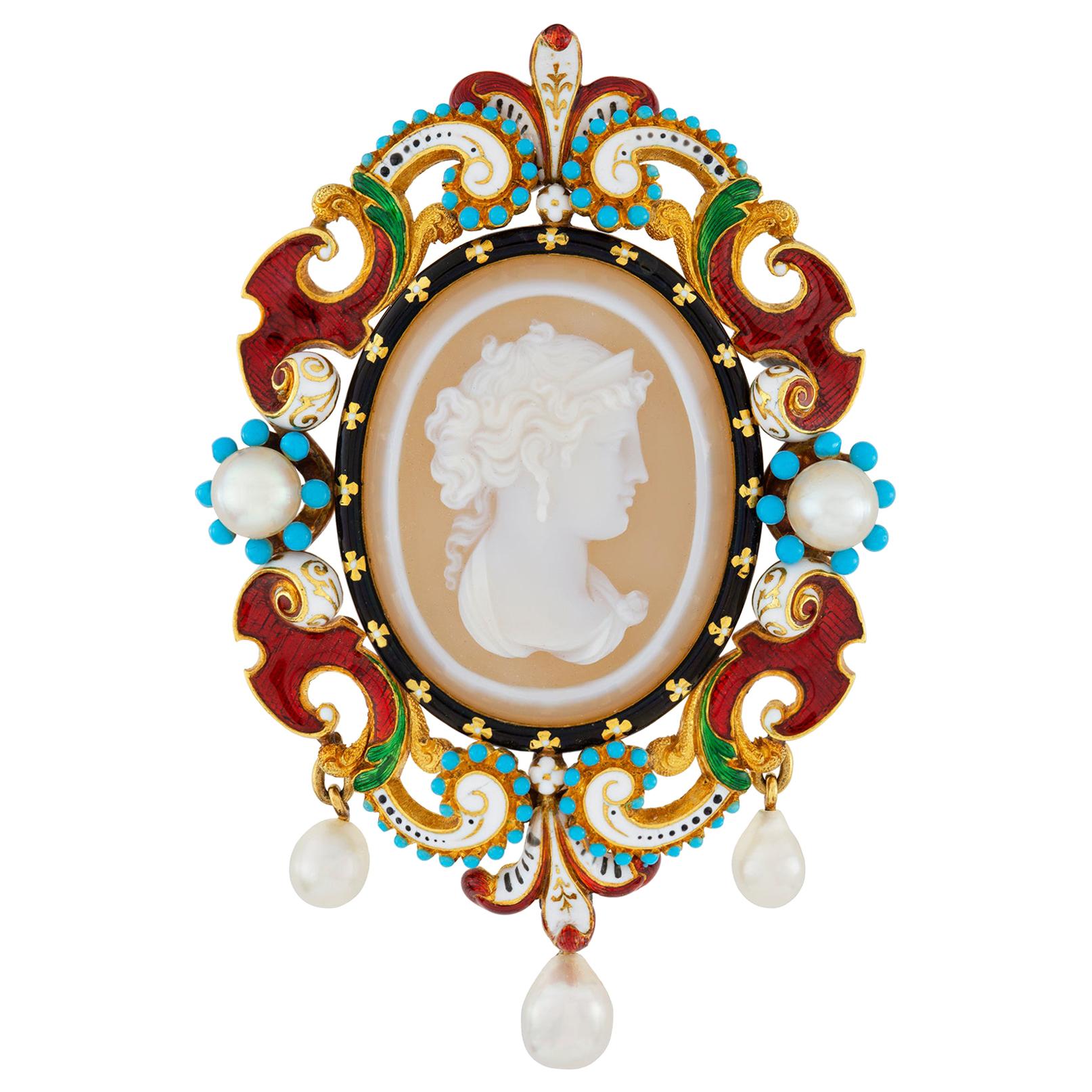 Important Charles Duron Renaissance Revival Brooch For Sale