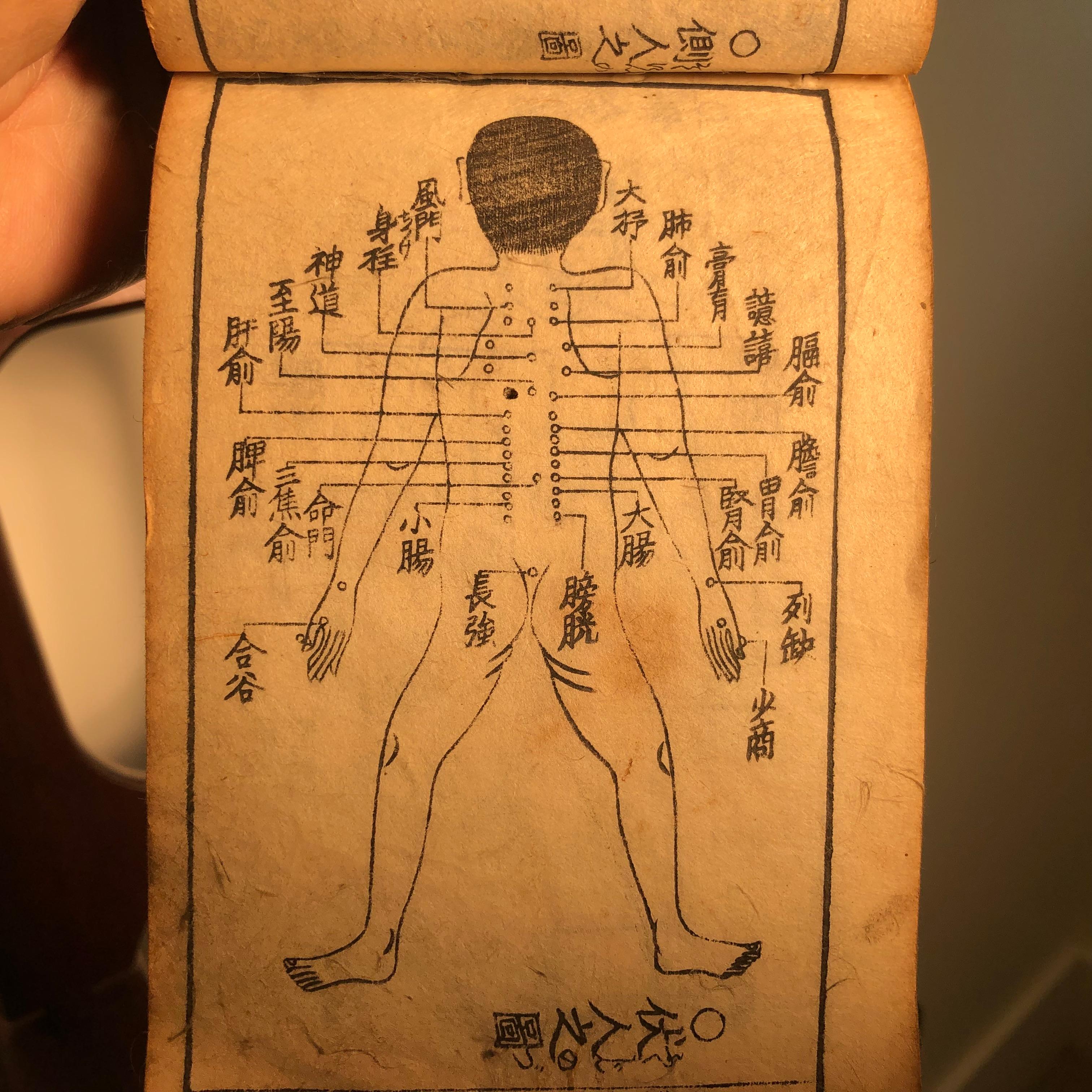 Japanese Important Chinese Acupuncture Antique Woodblock Hand Book, 19th Century Prints