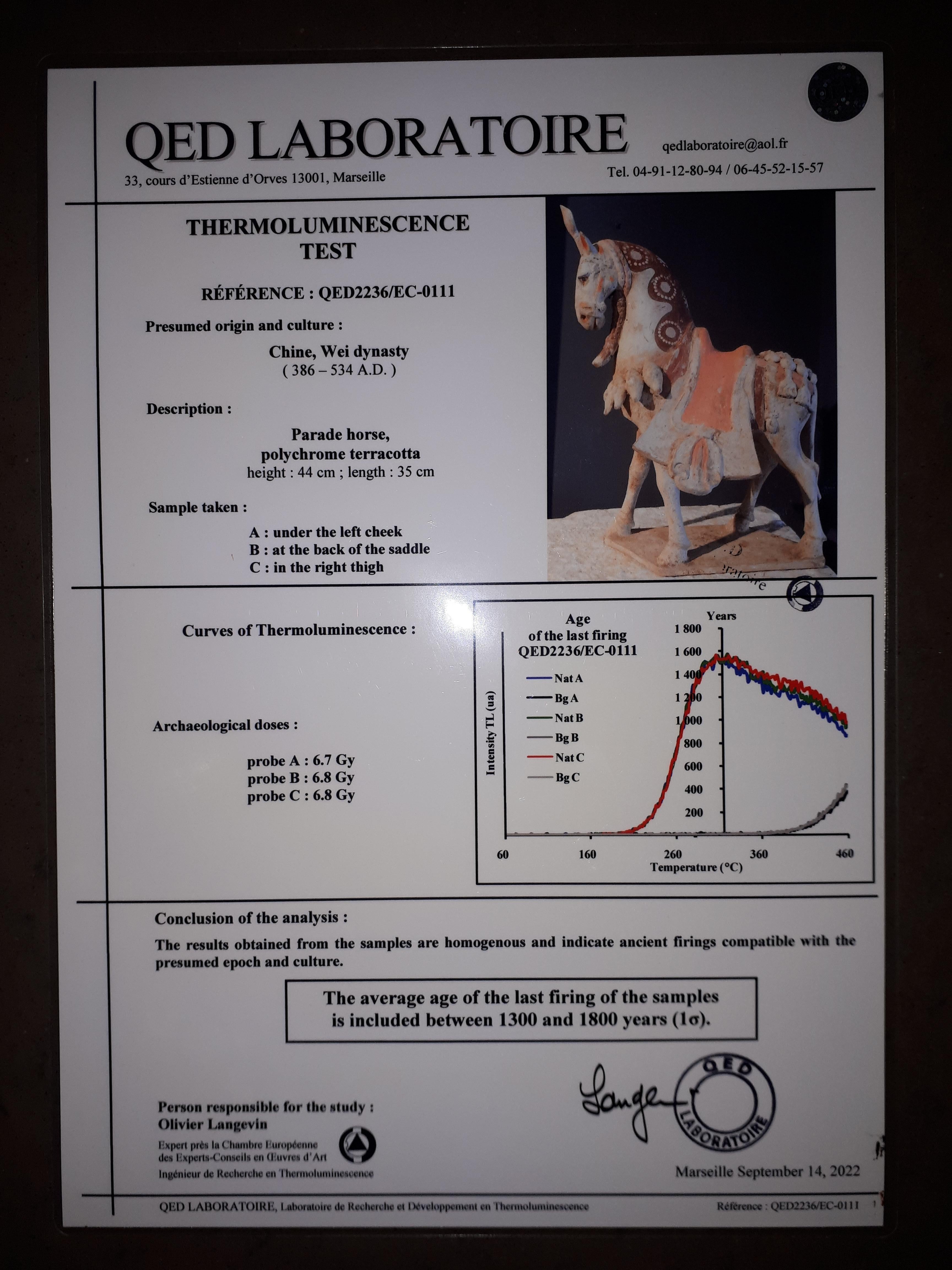 Important chinese terracotta sculpture of a horse, China Northern Wei dynasty For Sale 8