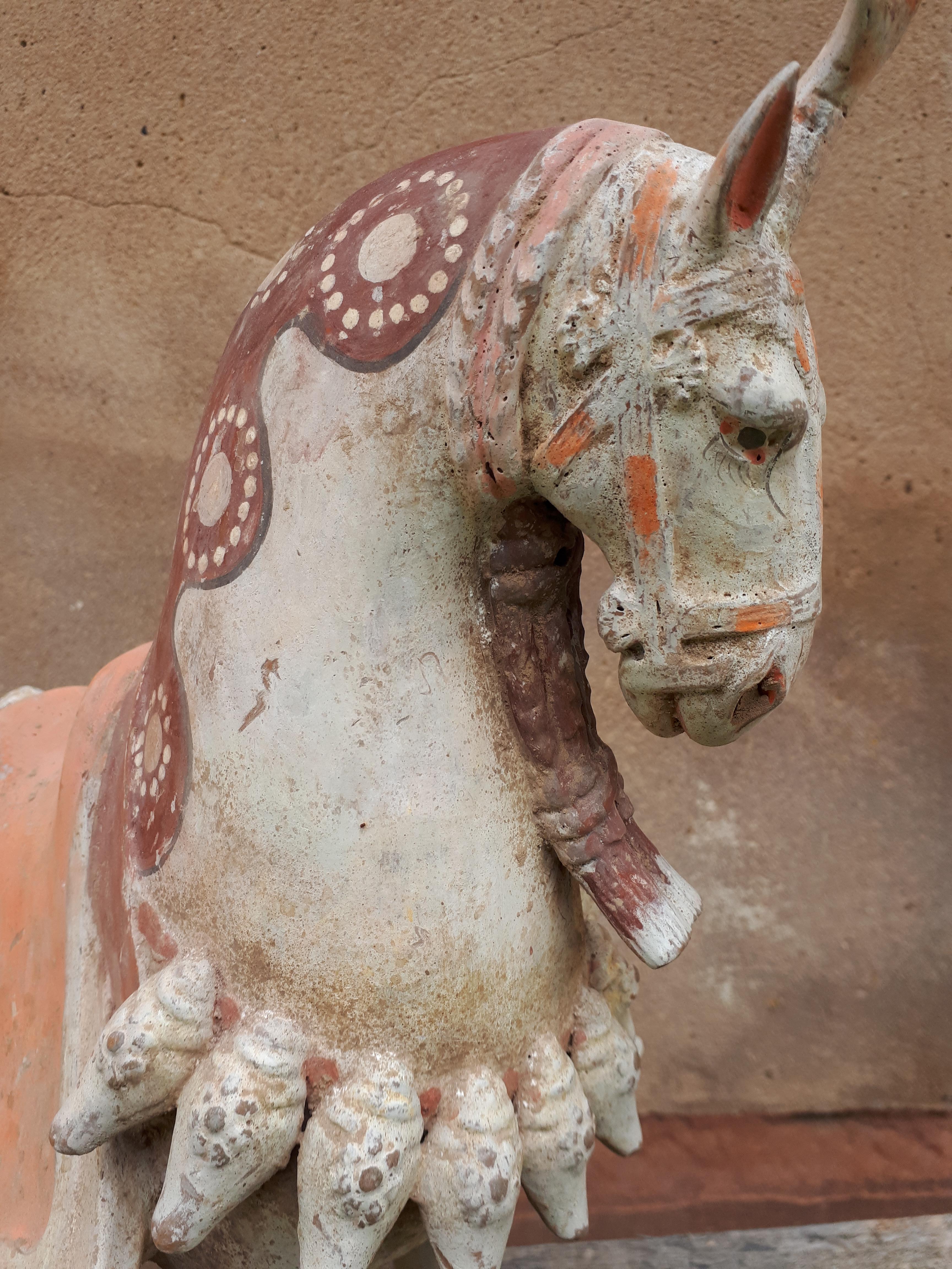 Important chinese terracotta sculpture of a horse, China Northern Wei dynasty For Sale 1