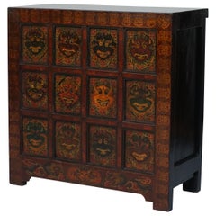 Important Chinese Tibetan Canda Vajrapani Hand Painted and Lacquered Sideboard