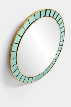 Important Circular Hand-Cut Faceted Crystal Mirror by Cristal Art, Italy, 1950s