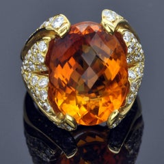 Citrine and Diamond Gold Cocktail Ring