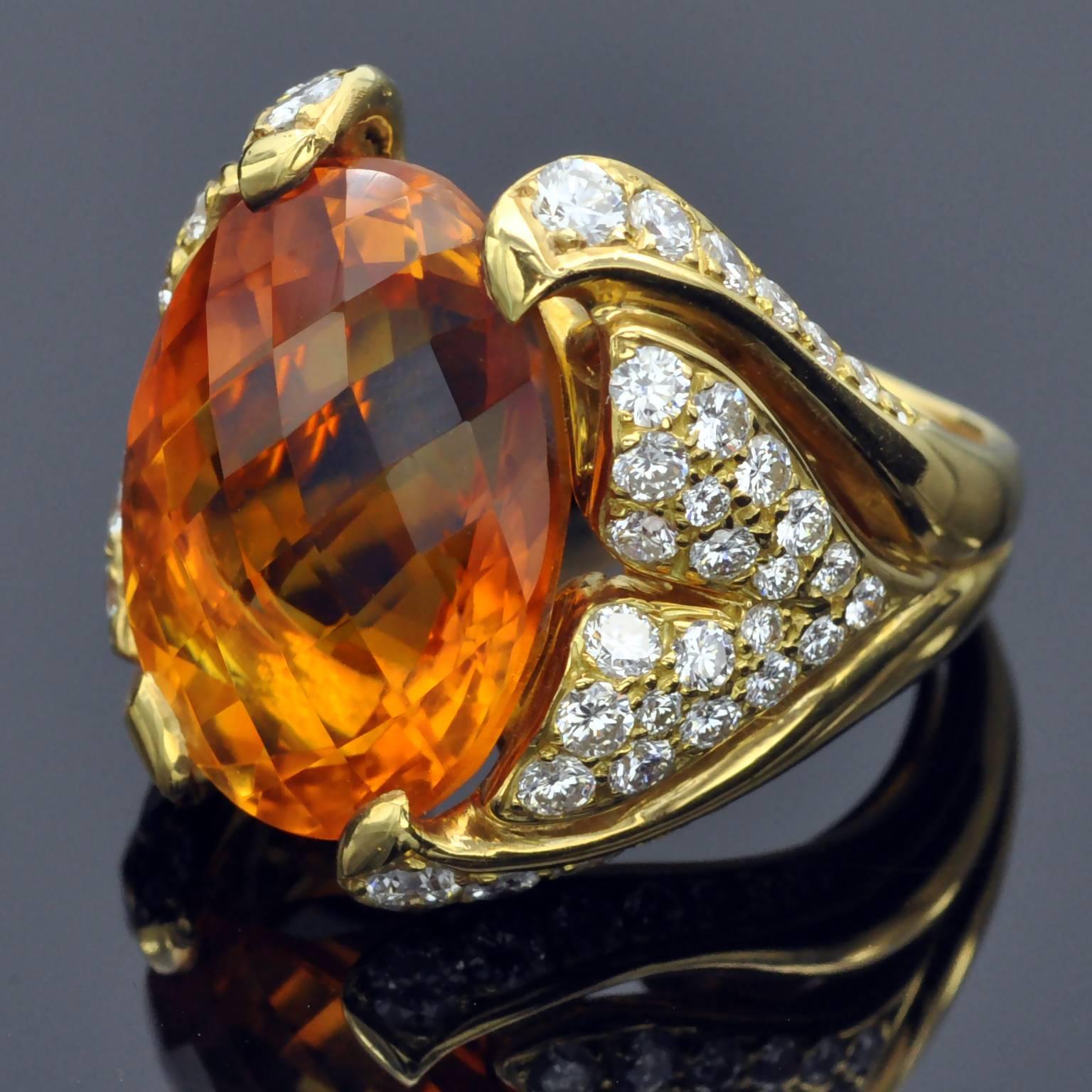 Contemporary Citrine and Diamond Gold Cocktail Ring