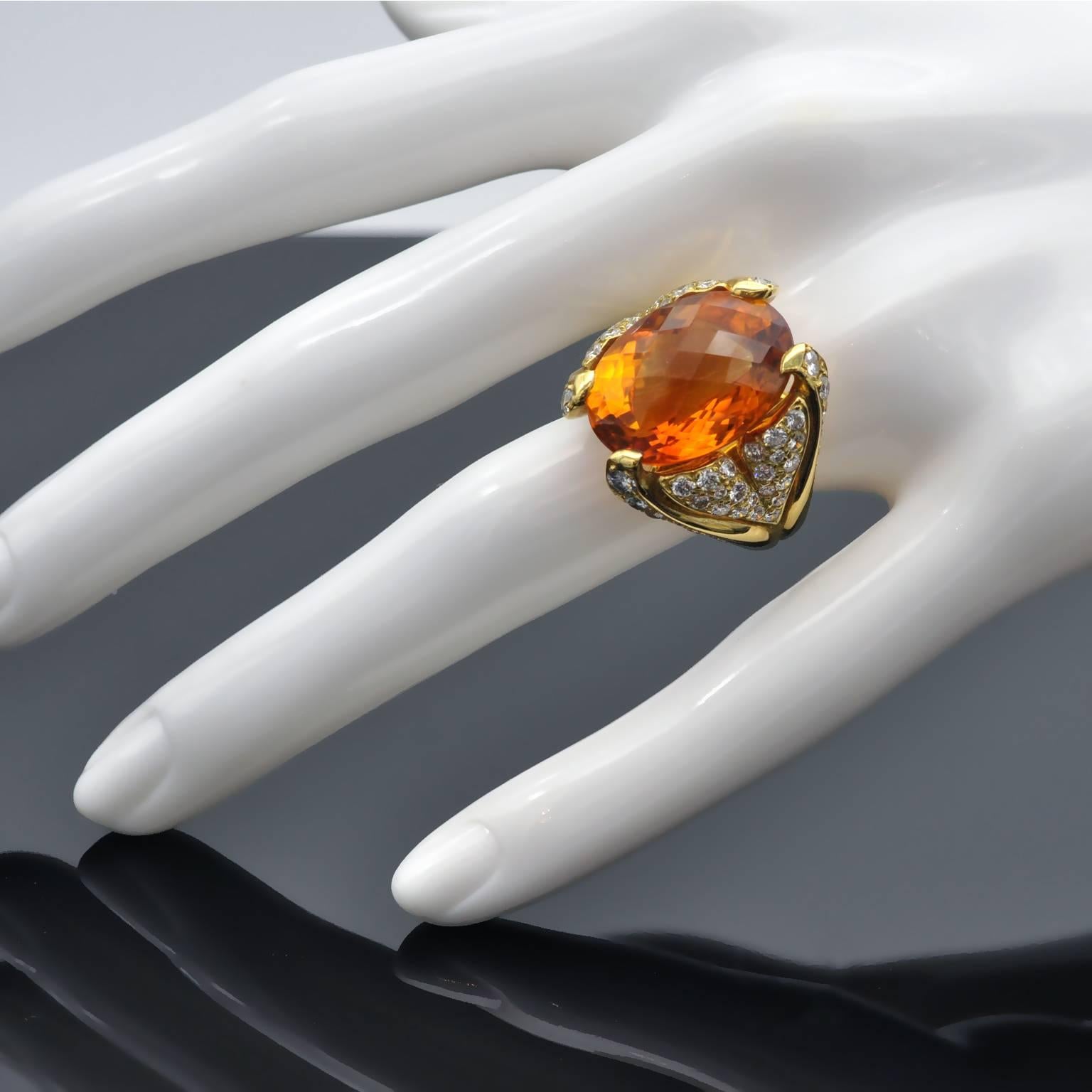 Women's Citrine and Diamond Gold Cocktail Ring