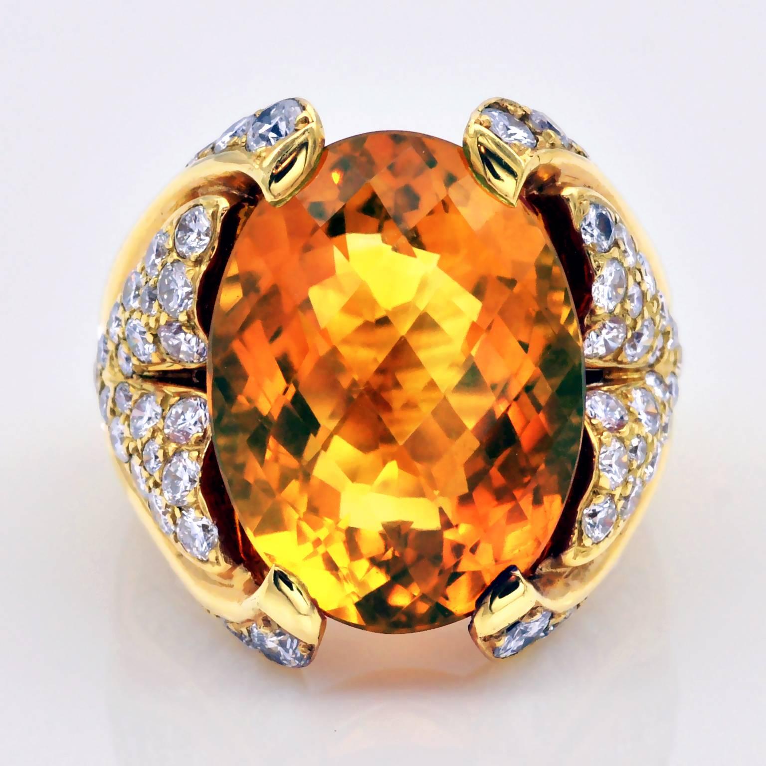 Citrine and Diamond Gold Cocktail Ring 1