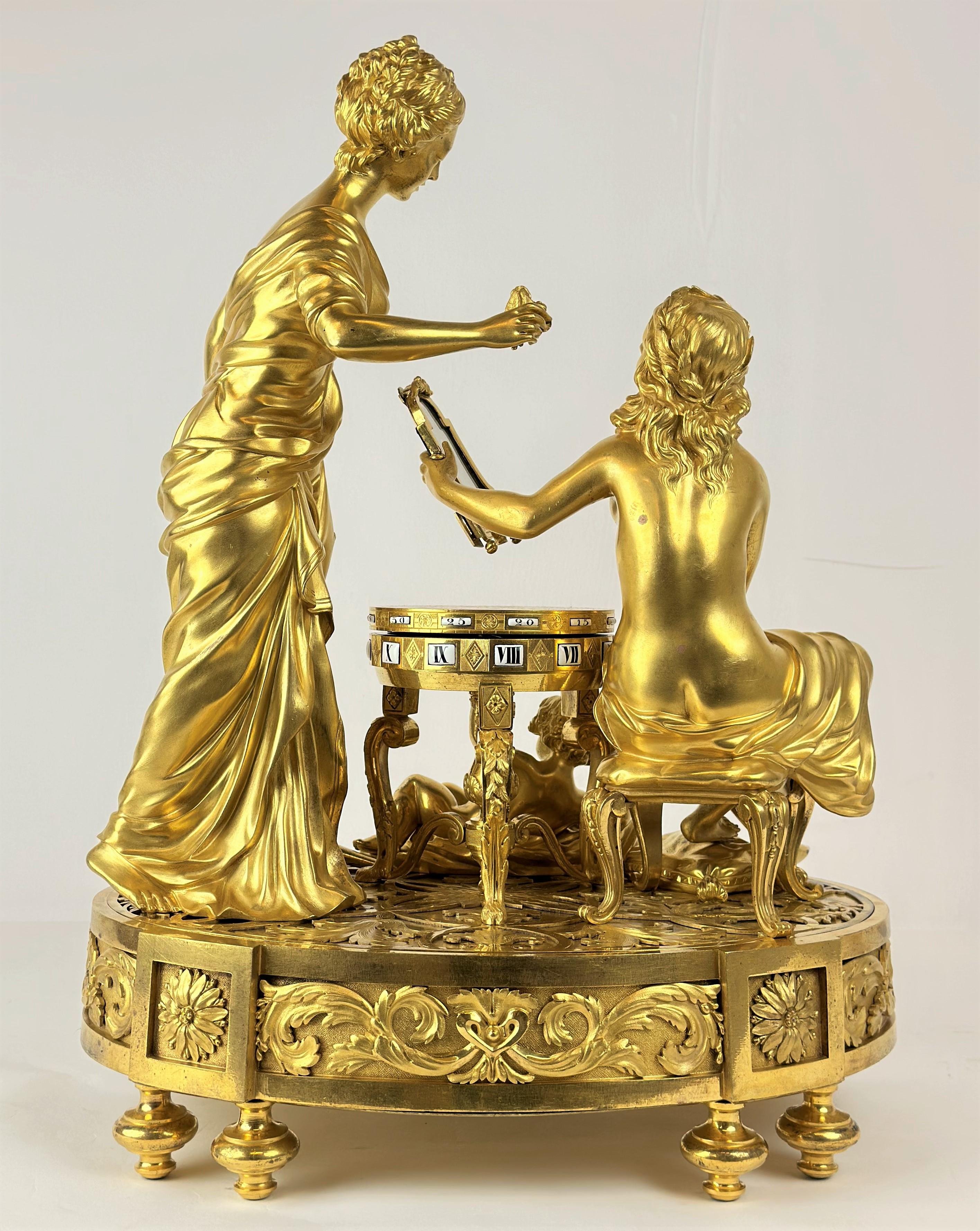 Important Clock Cercle Tournant Toilet of Venus, 19th Century In Good Condition For Sale In OŻARÓW MAZOWIECKI, 14