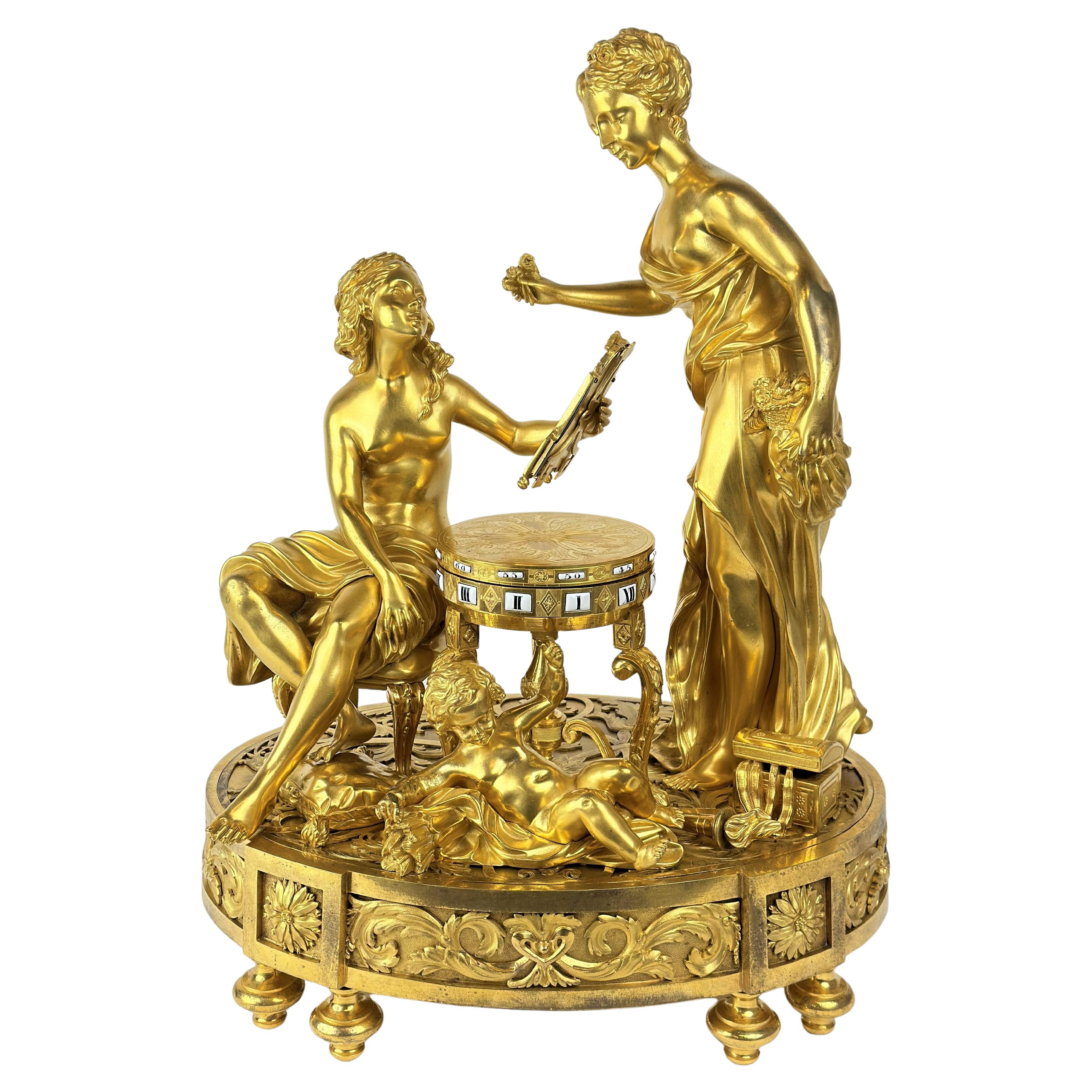 Important Clock Cercle Tournant Toilet of Venus, 19th Century For Sale