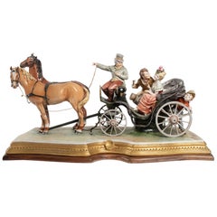 Important Coach Porcelaine Horse, Early 20th Century, Fun Scene