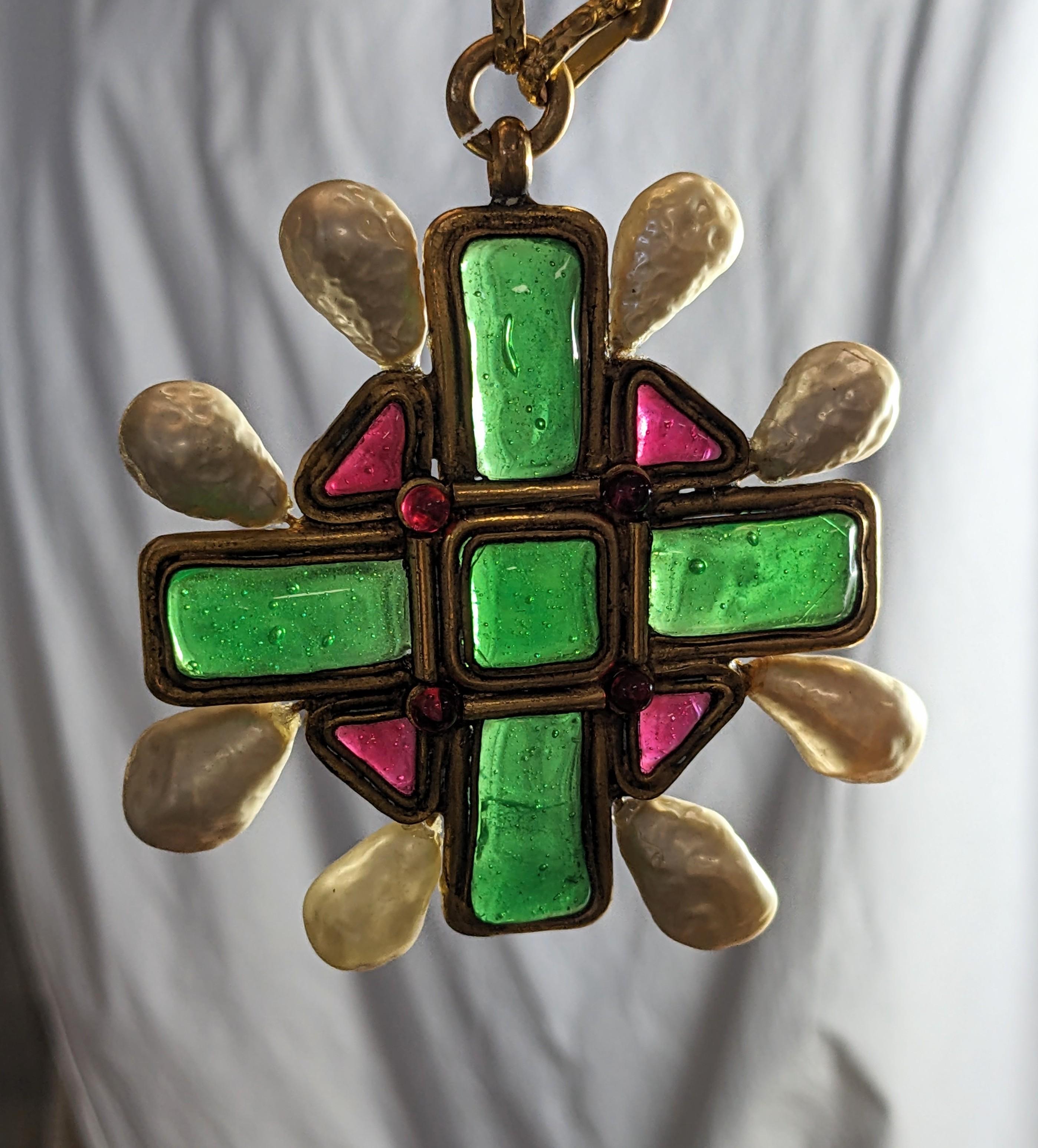 Important Coco Chanel Elaborate Byzantine Crucifix Necklace For Sale 6
