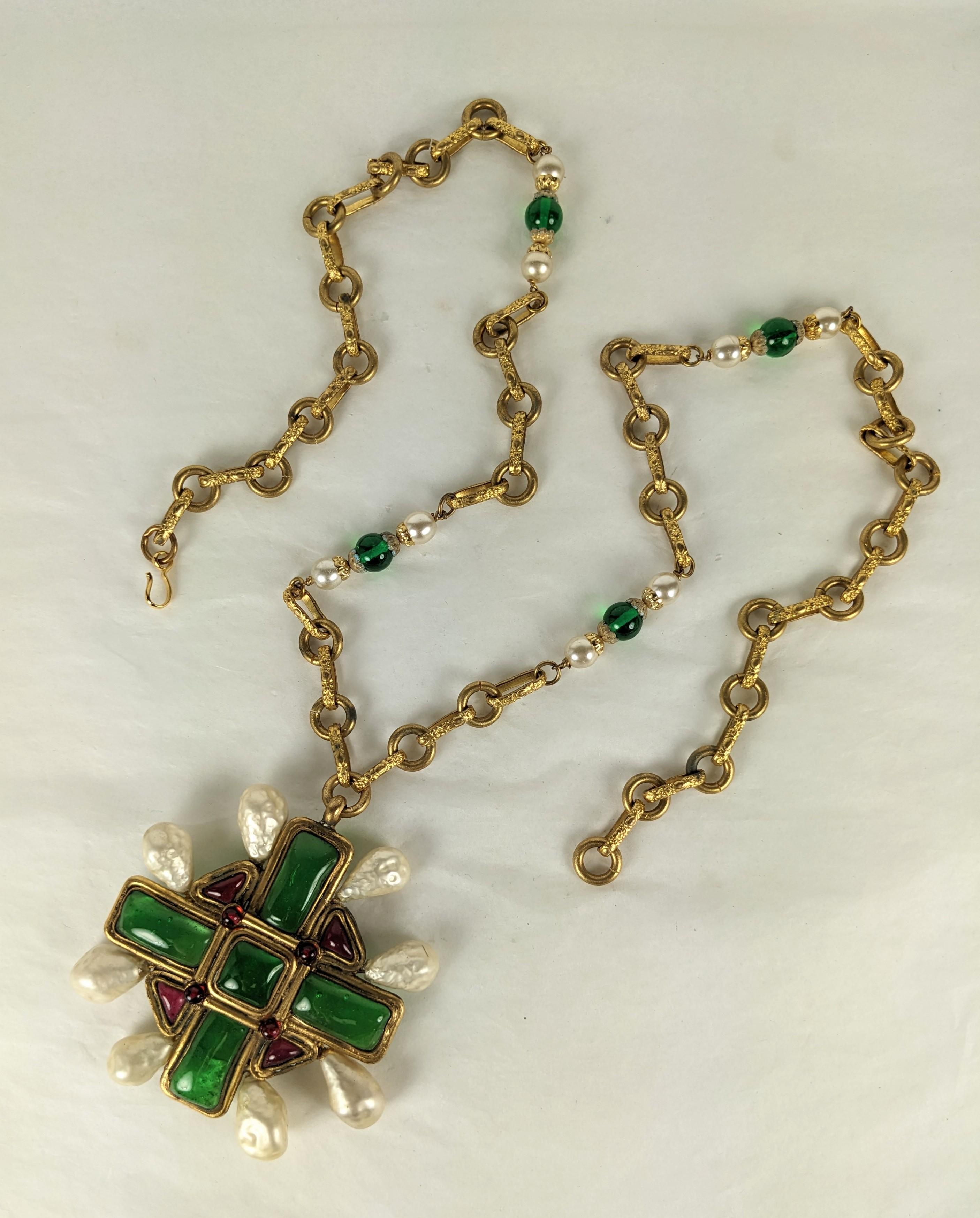 Important Coco Chanel Elaborate Byzantine Crucifix Necklace In Excellent Condition For Sale In Riverdale, NY