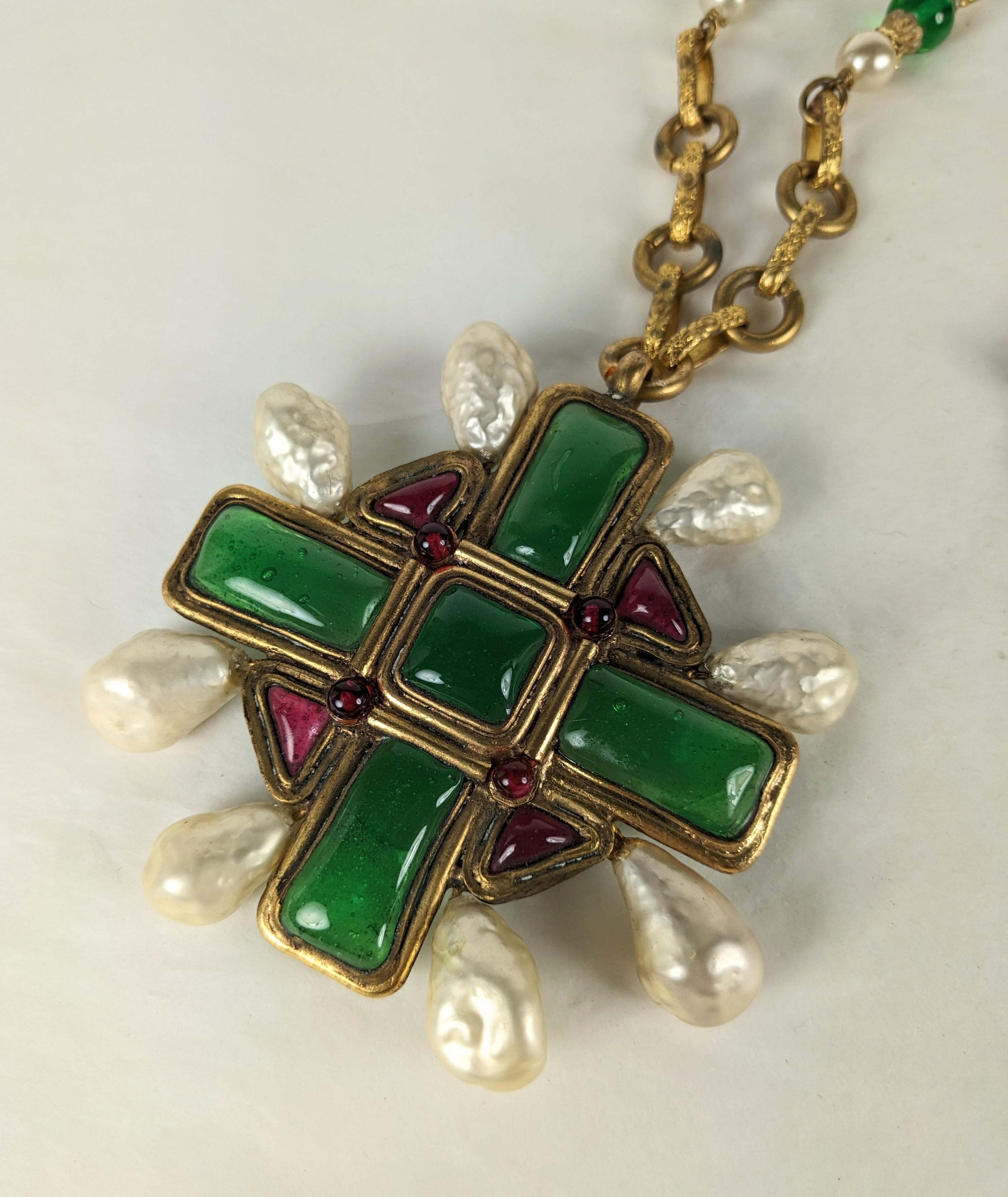 Important Coco Chanel Elaborate Byzantine Crucifix Necklace For Sale 2