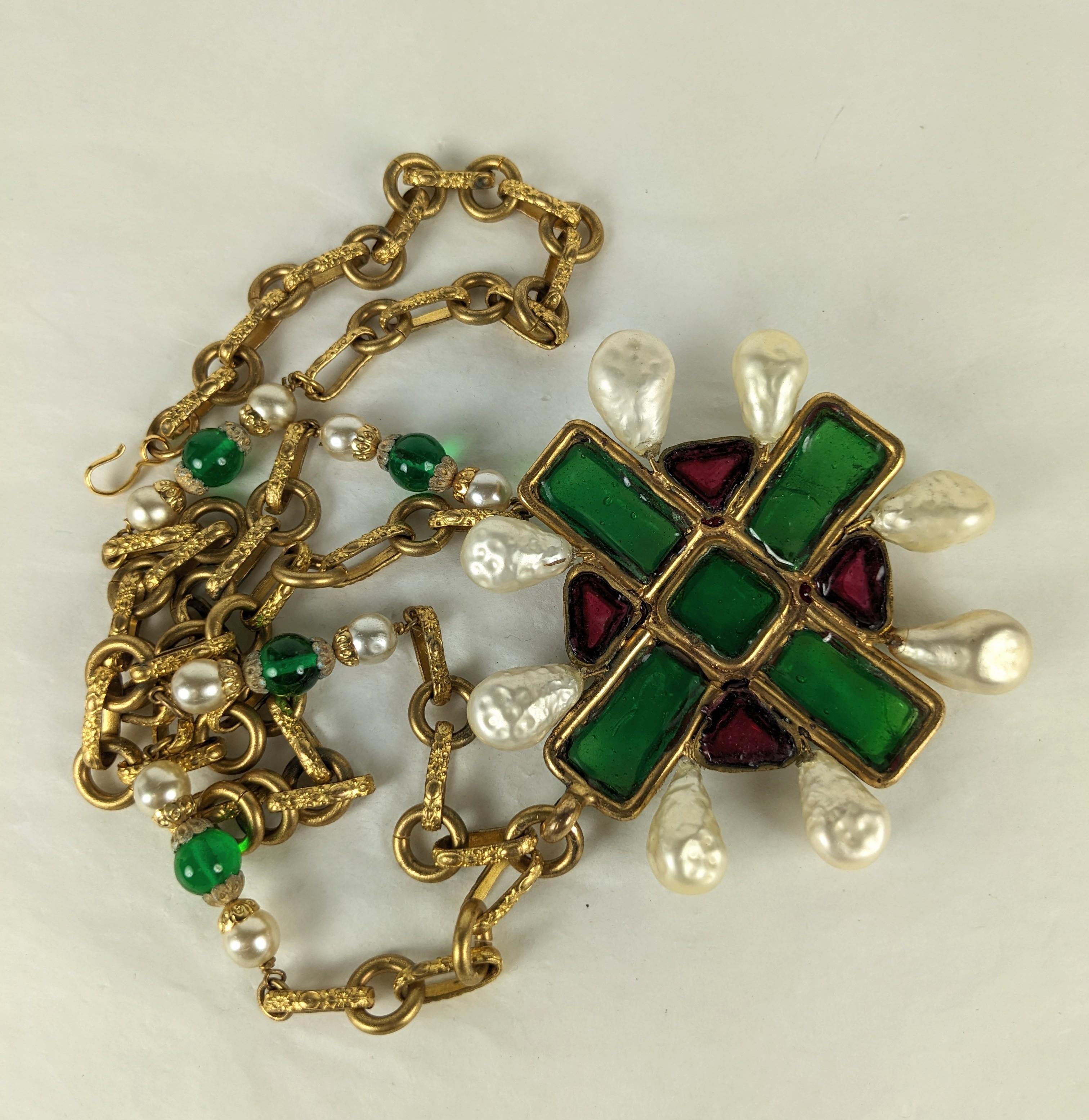 Important Coco Chanel Elaborate Byzantine Crucifix Necklace For Sale 3