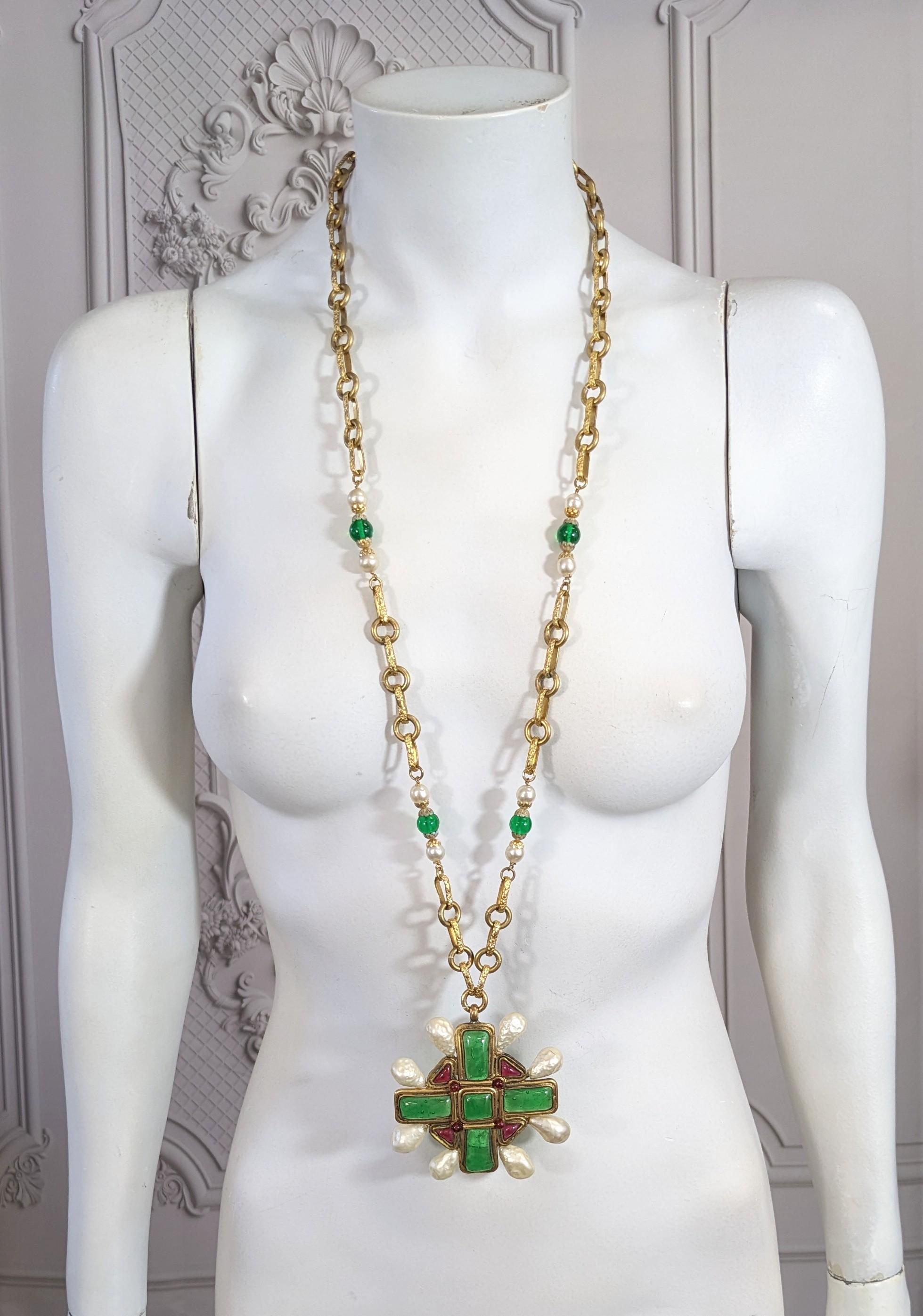 Important Coco Chanel Elaborate Byzantine Crucifix Necklace For Sale 4