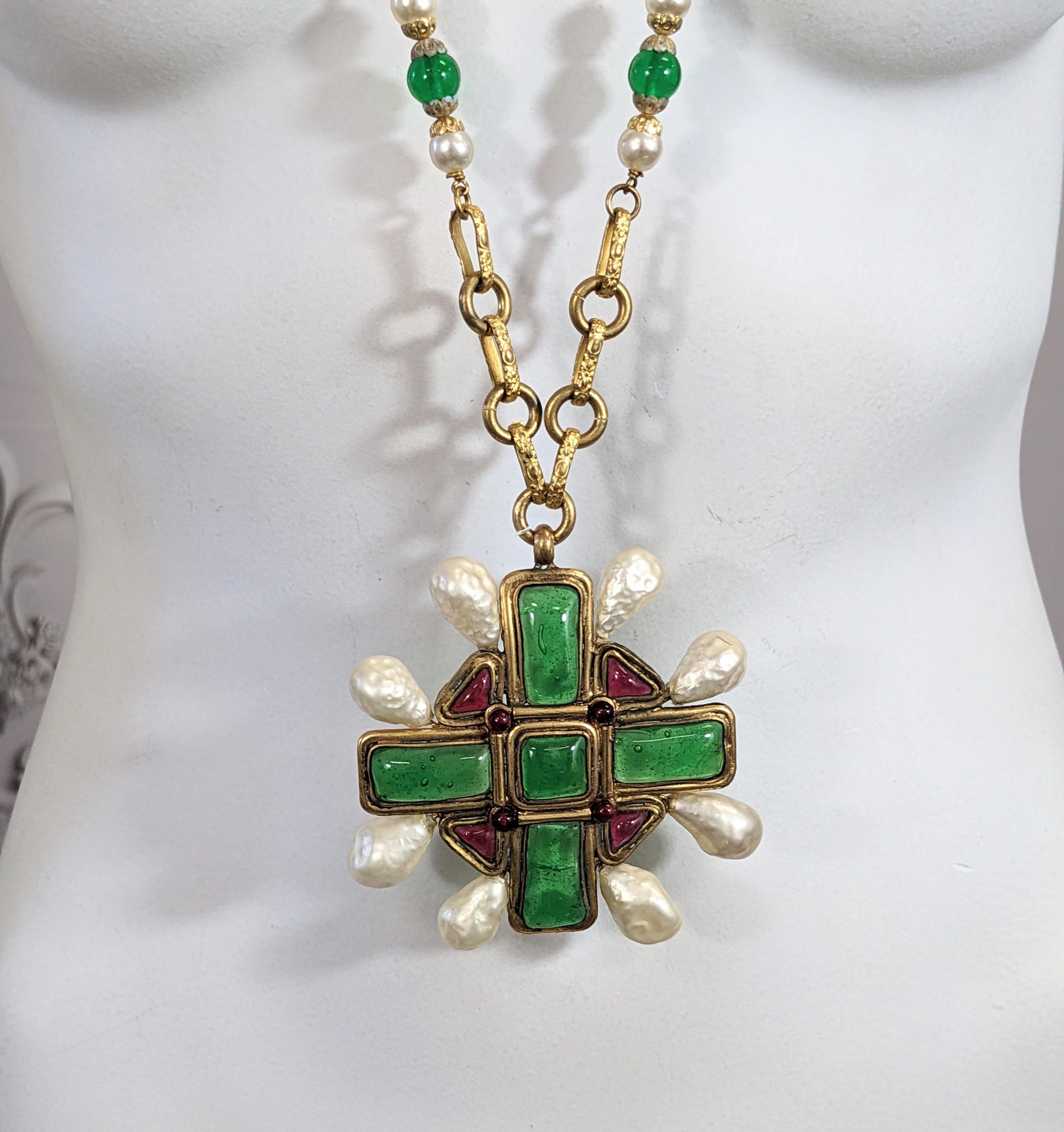 Important Coco Chanel Elaborate Byzantine Crucifix Necklace For Sale 5