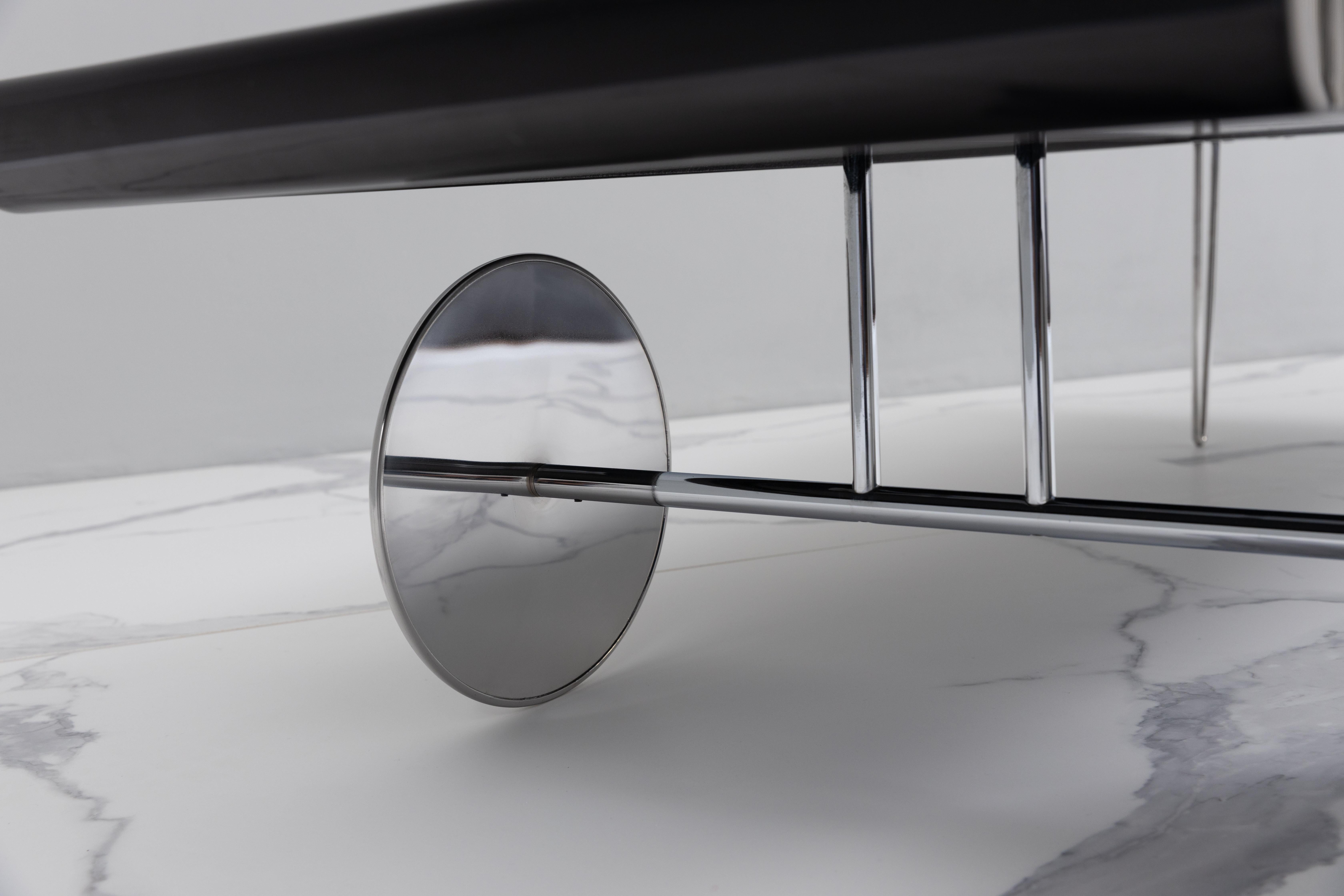 Steel Important Coffee Table by Gilles Derain, Lumen Edition, 1985 For Sale