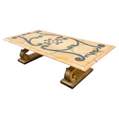 Important Coffee Table In Marble And Gilded Wood, Late 19th/early 20th Century