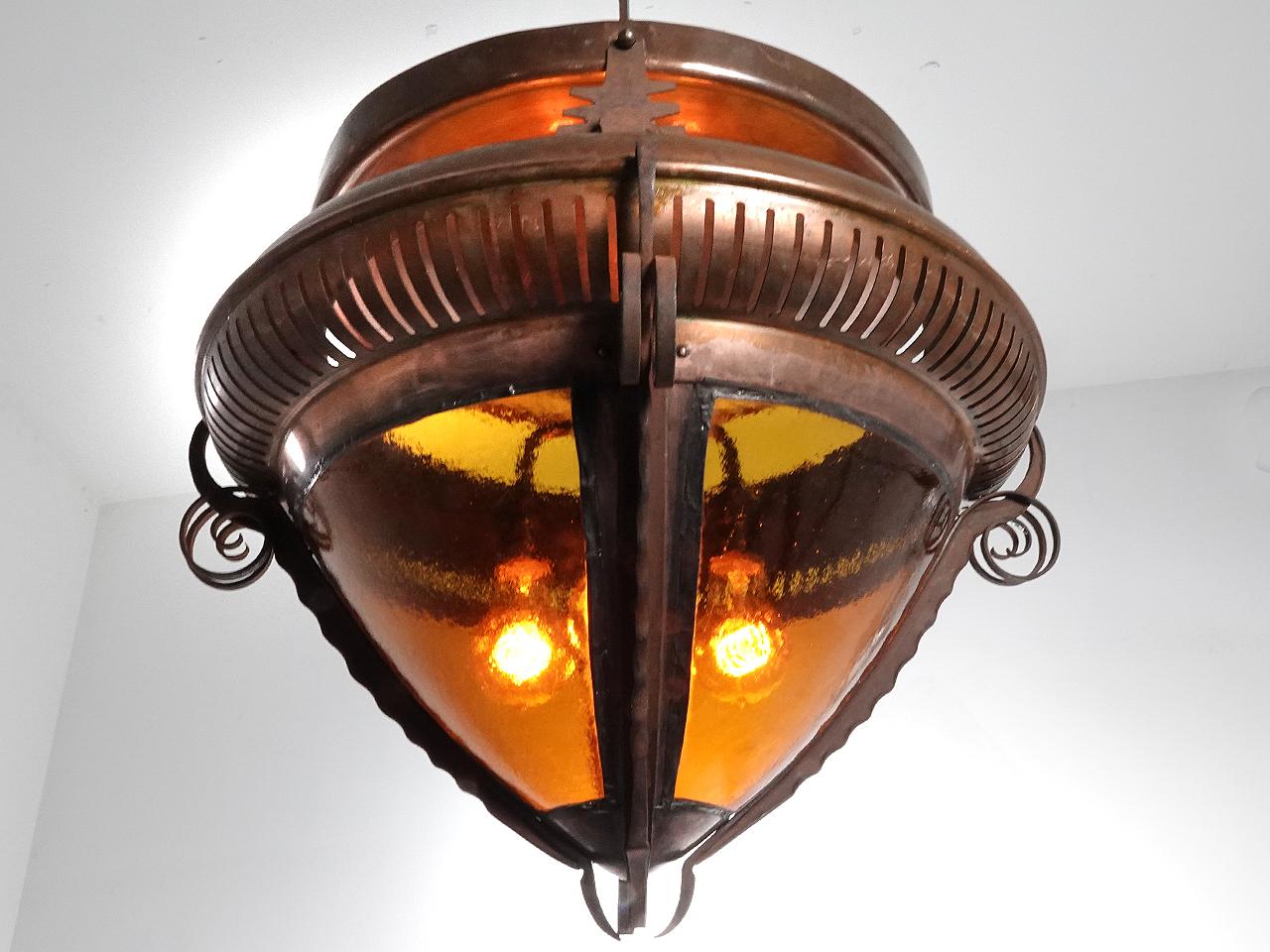 Important Collection of Copper Arts and Crafts Lamps For Sale 1