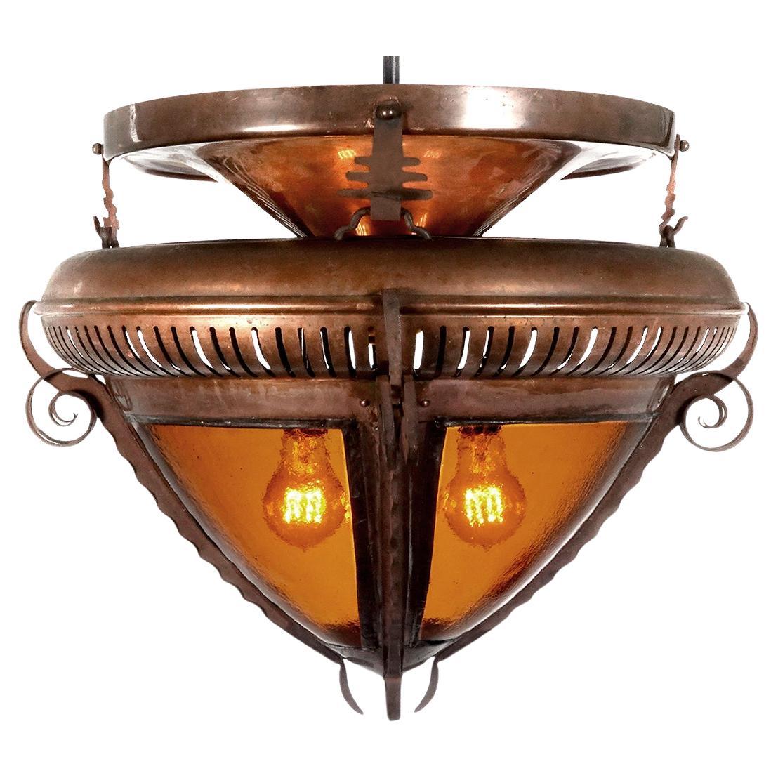 Important Collection of Copper Arts and Crafts Lamps For Sale
