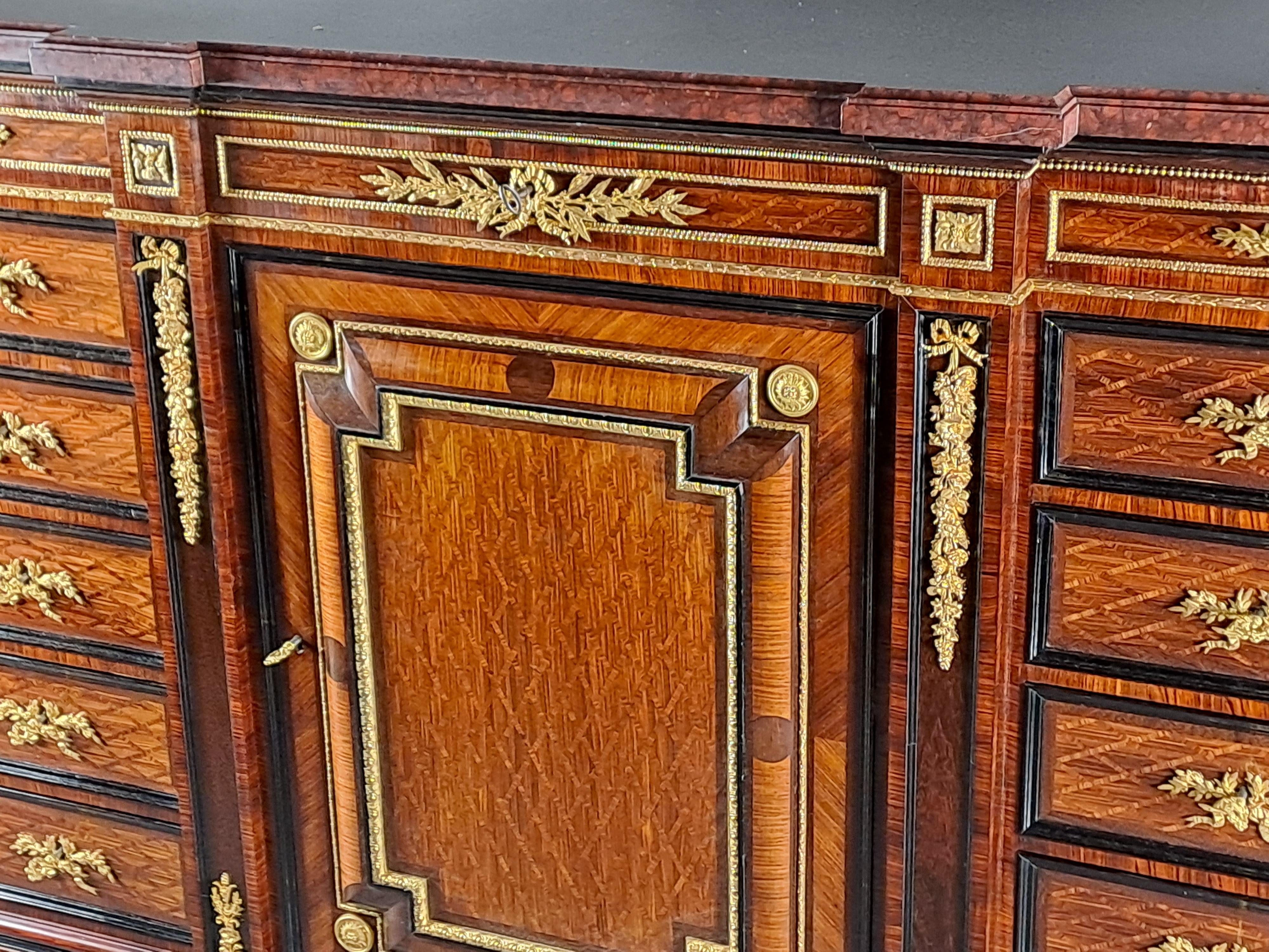 Marquetry Important Collector's Cabinet Stamped Grohé In Paris For Sale